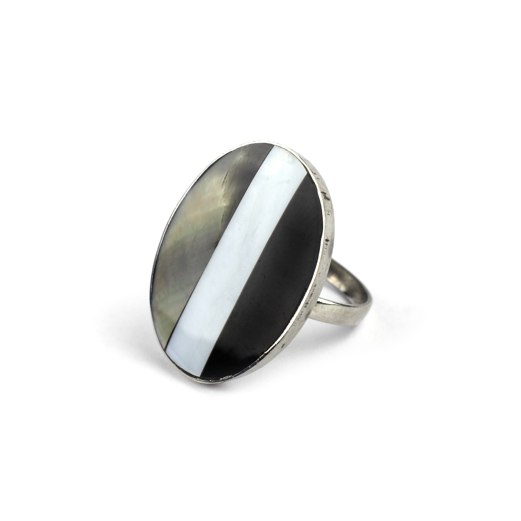 Muschel-Ring 'Tricolore', H 3 cm, B 2 cm