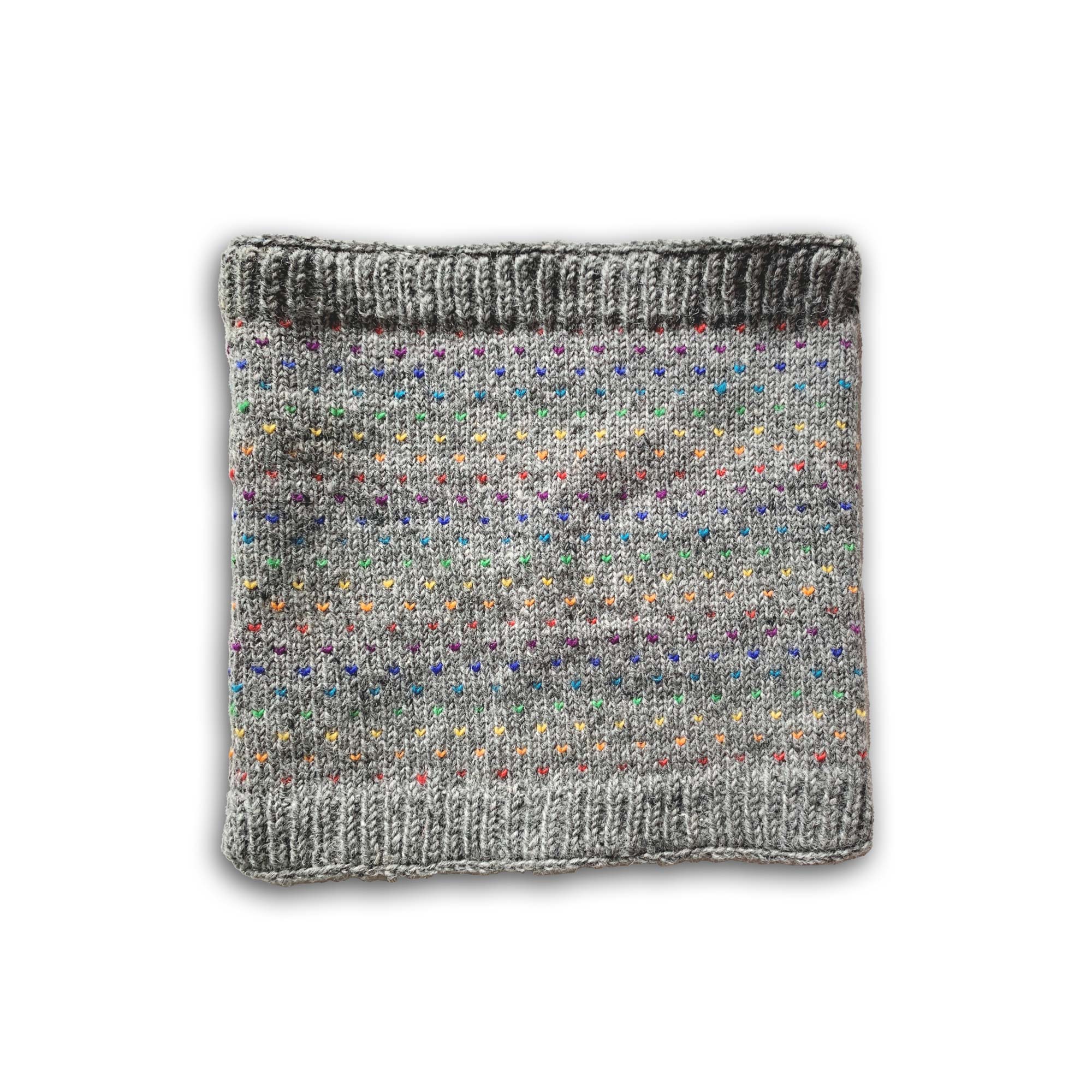 Rundschal, grau, multicolor, B 28 cm, H 26 cm