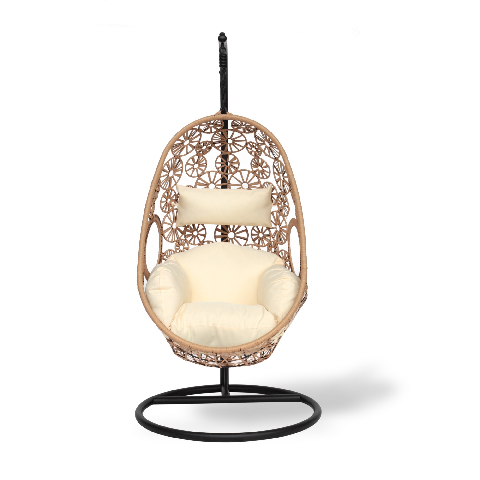 Freischaukler 'Mirella', schwarz, braun, creme, Ø 95 cm, H 195 cm