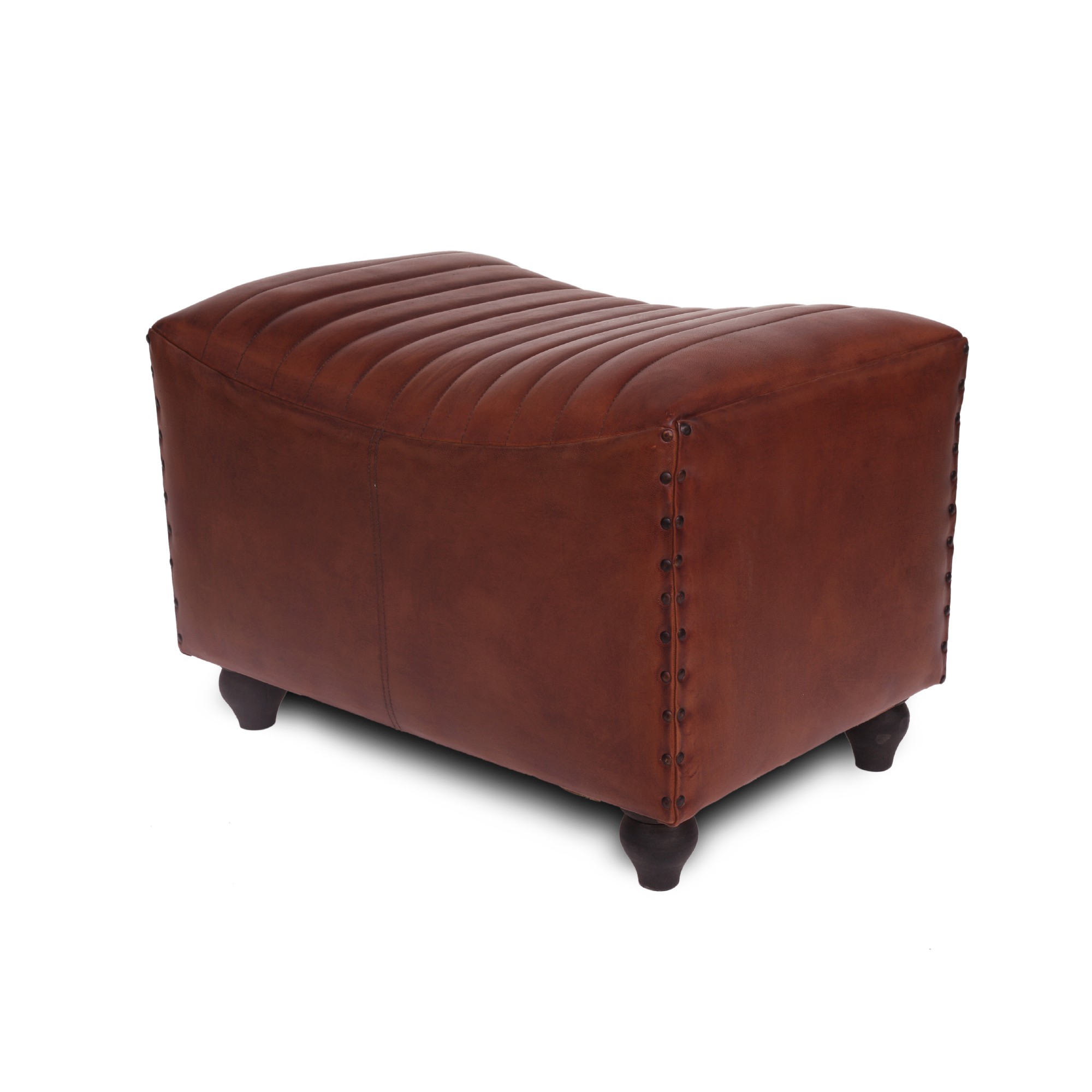 Lederbank 'Lafette', braun, L 62 cm, B 42 cm, H 41 cm