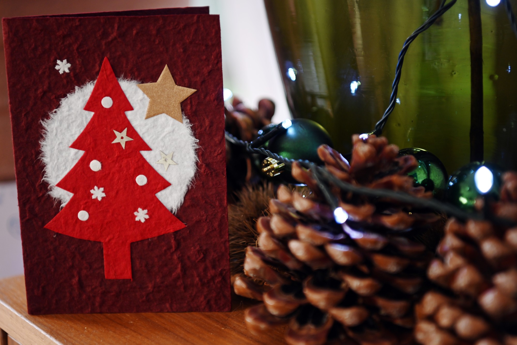 Grußkarte Tannenbaum, rot, T 17 cm, B 12 cm, H  cm