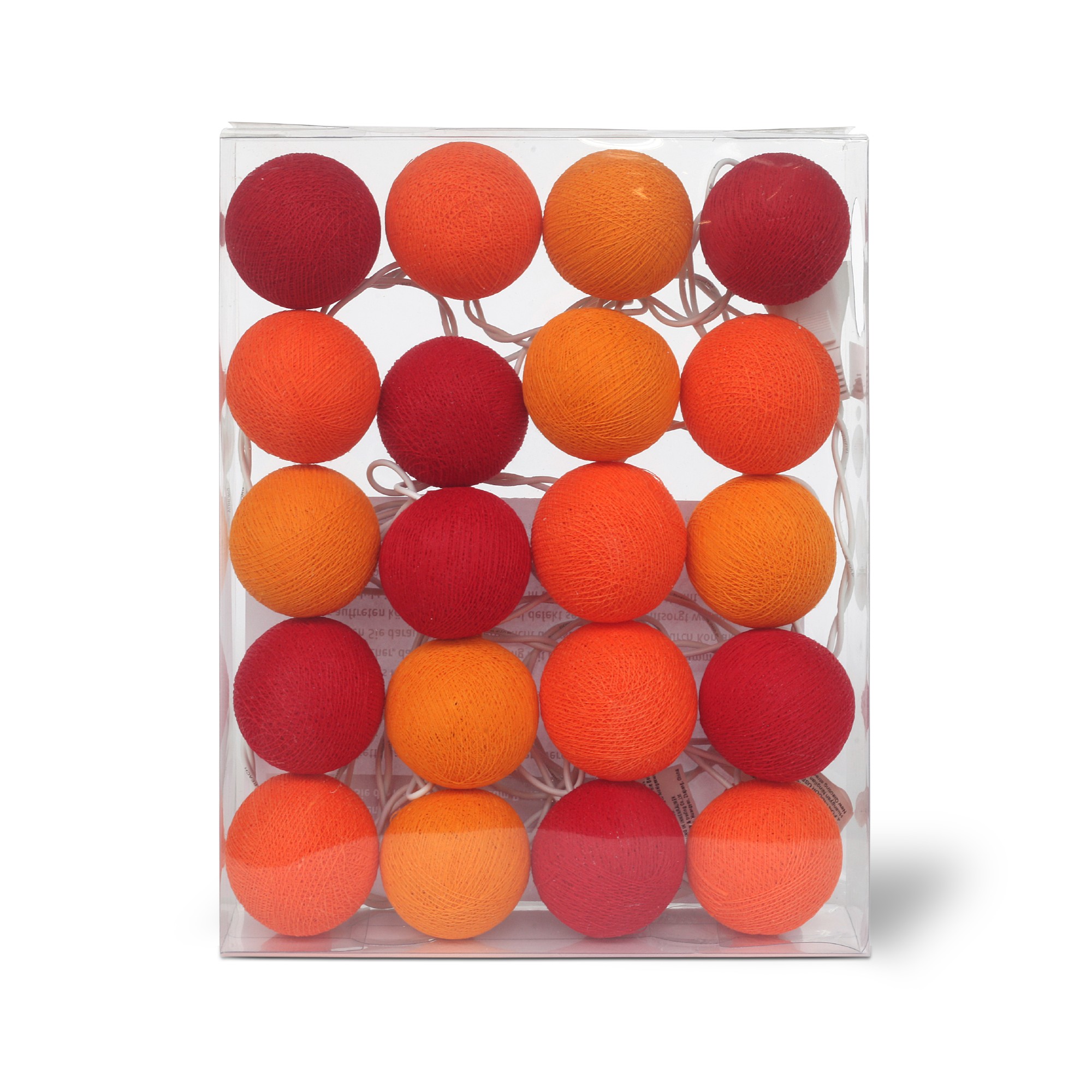 Lichterkette 20er Ping Pong, montiert, LED, gelb, orange, rot, 320 cm
