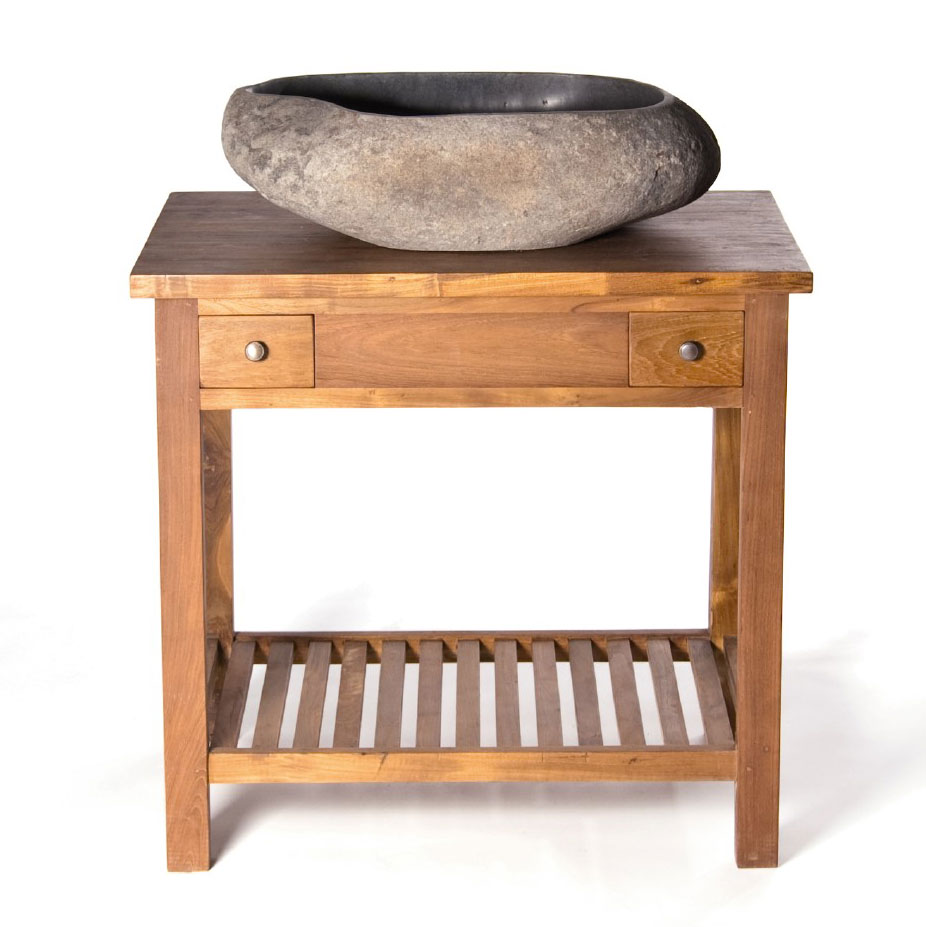 Waschtisch aus recyceltem Teak, braun, L 60 cm, B 80 cm, H 75 cm