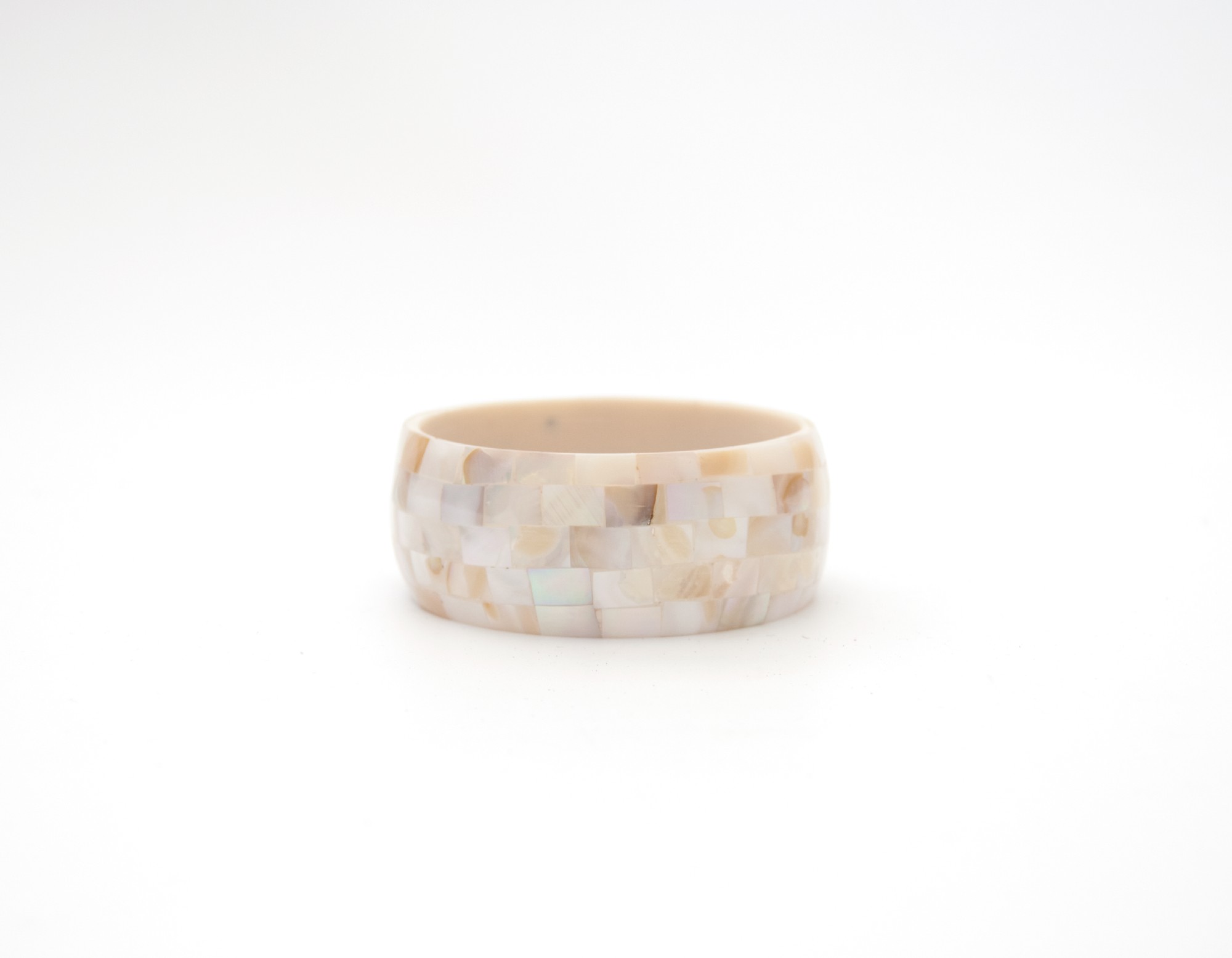 Armreif 'Shell' weiß, B 3 cm, Ø 7 cm