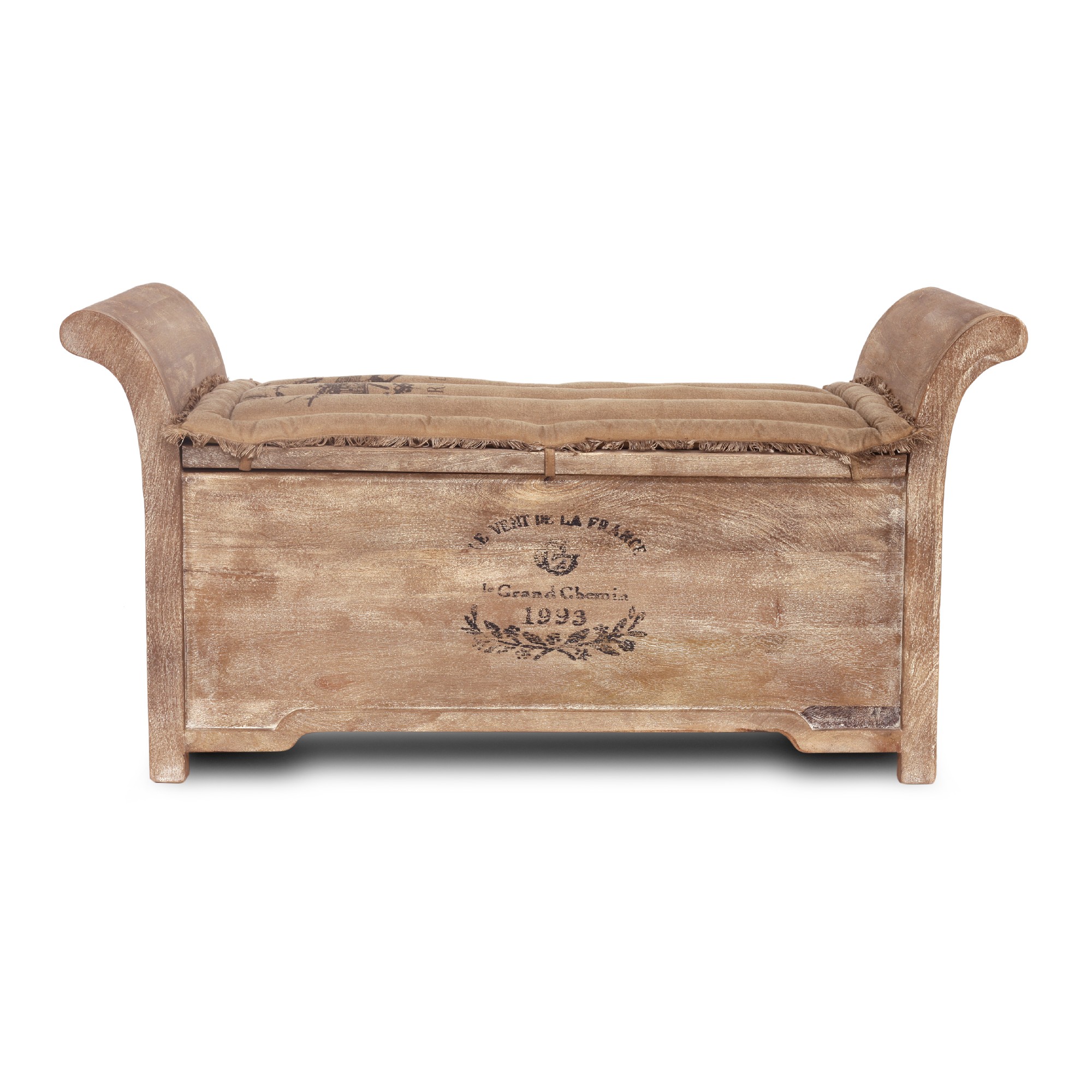 Bank 'Le Vent' mit Kissen, natur, T 120 cm, B 42 cm, H 63 cm