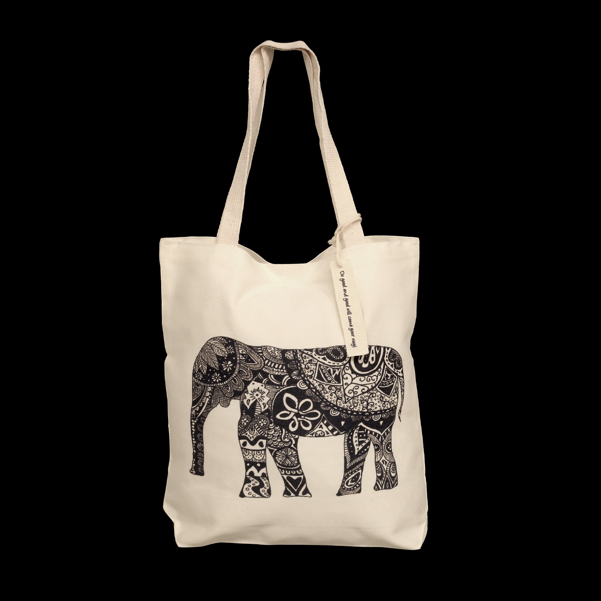 Stoffbeutel 'Elefant', schwarz, L 40 cm, B 9 cm, H 40 cm