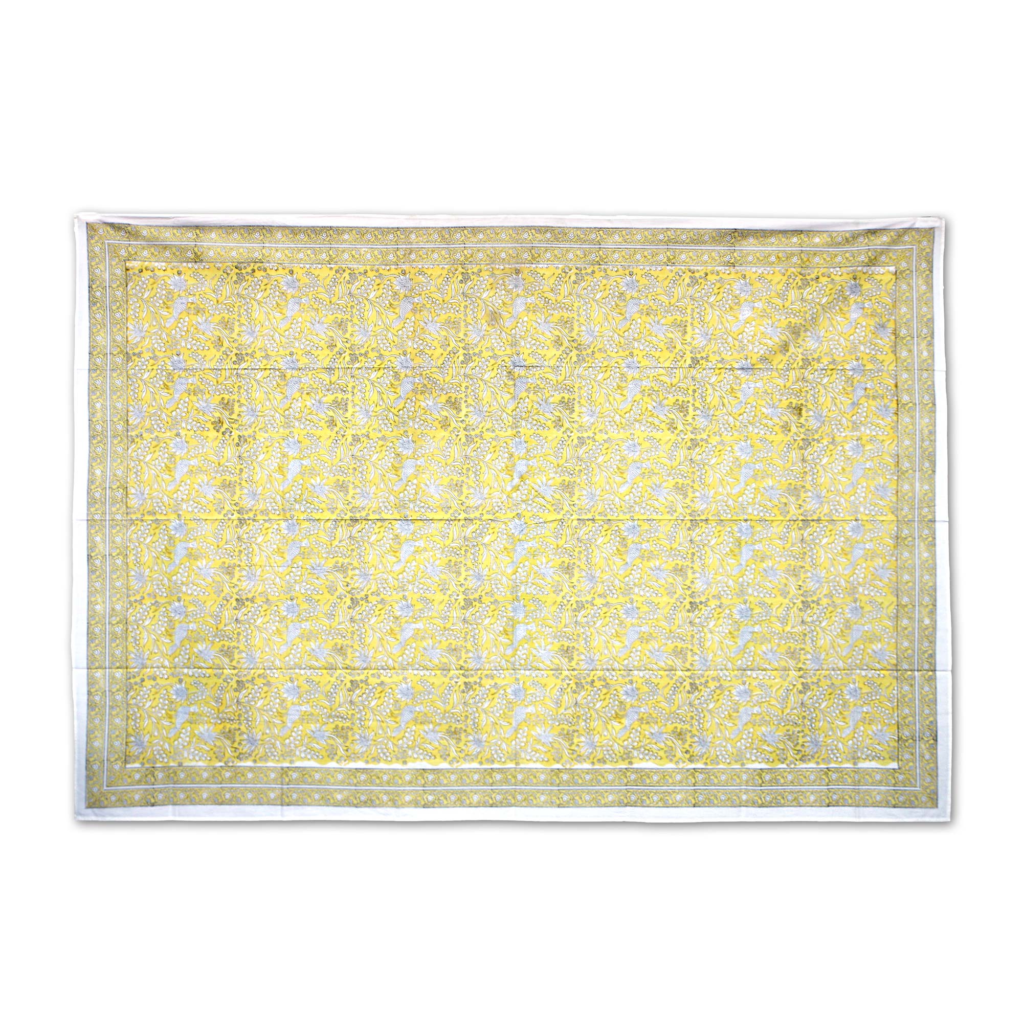 Tischdecke mit Blumenmuster, weiß, gelb, L 220 cm, B 150 cm