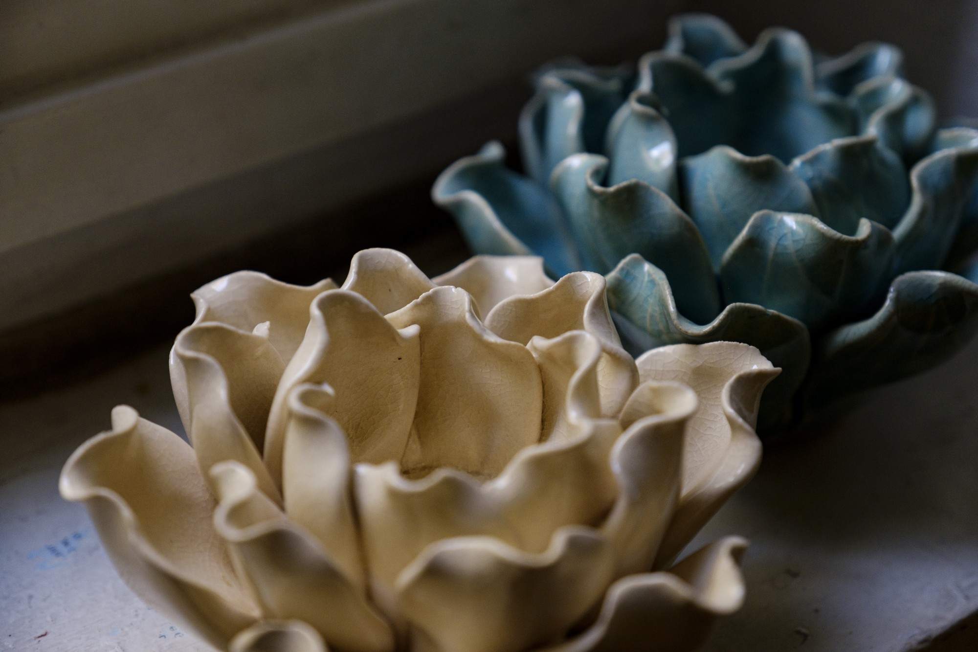 Teelichthalter 'Rose', creme, Ø 13,5 cm, H 7 cm