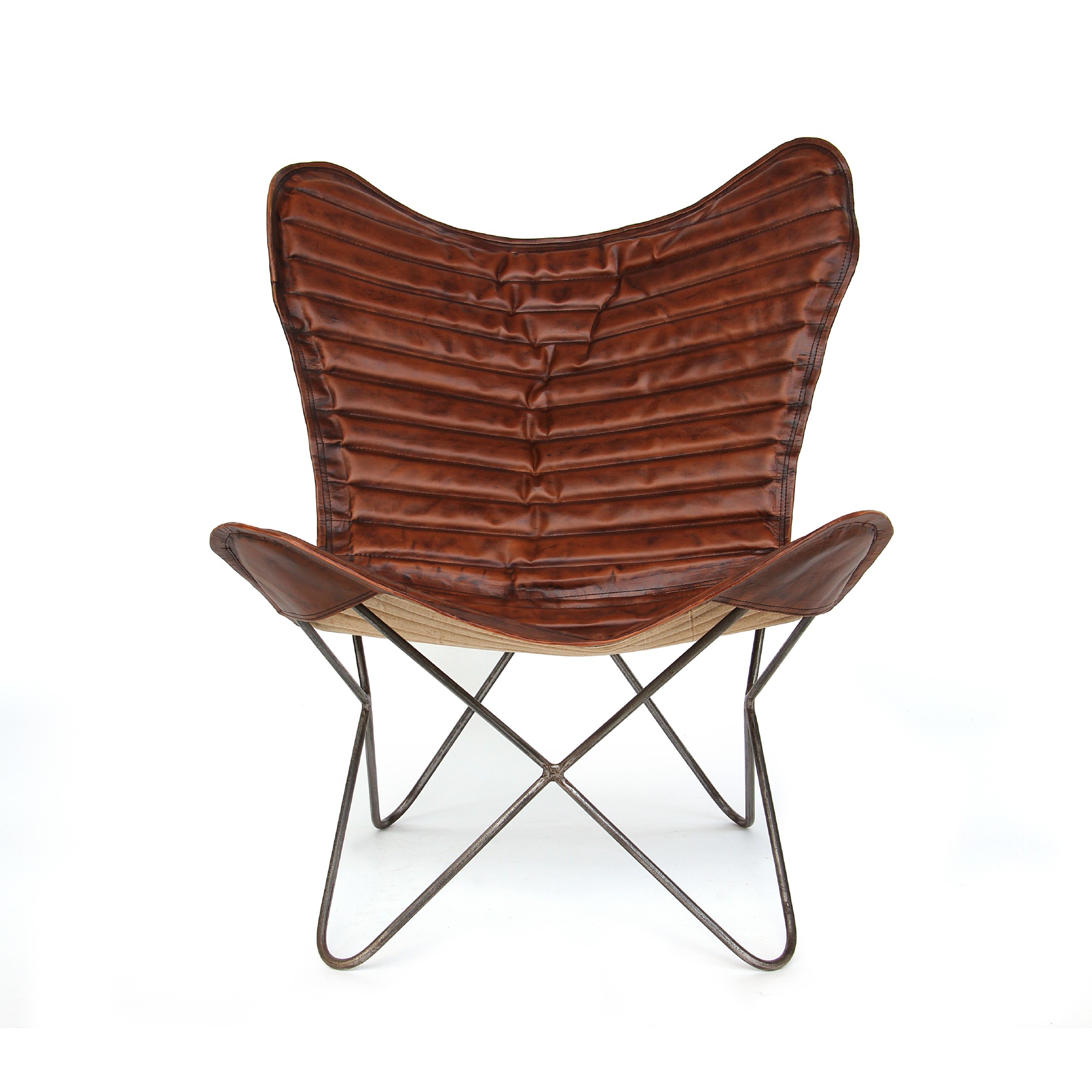 Lounger 'Steve', cognac, vernickelt, T 76 cm, B 76 cm, H 90 cm