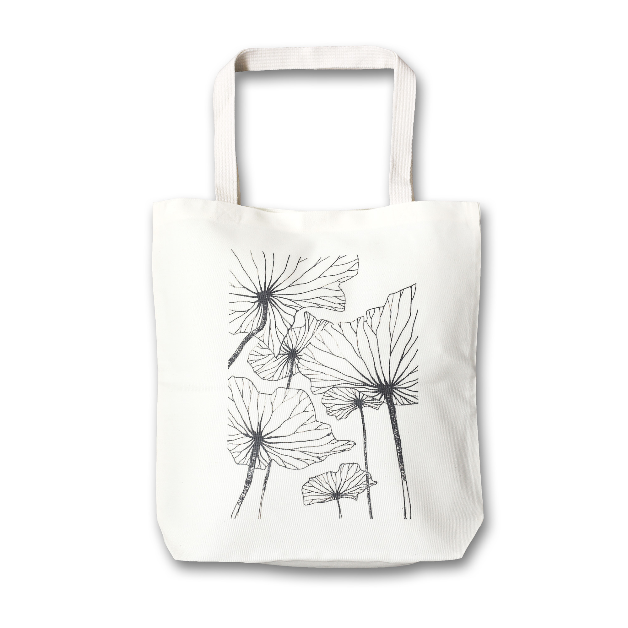 Stoffbeutel 'Lotusblüte', weiß, B 40 cm, H 40 cm, L 9 cm