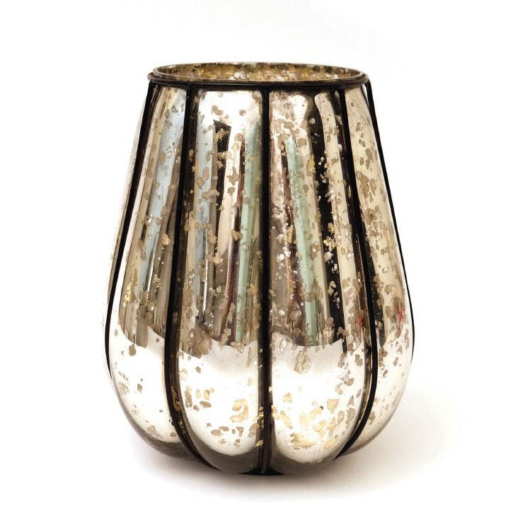 Windlicht 'Citrouille' mit Metallrahmen L, Ø 20 cm, H 23 cm