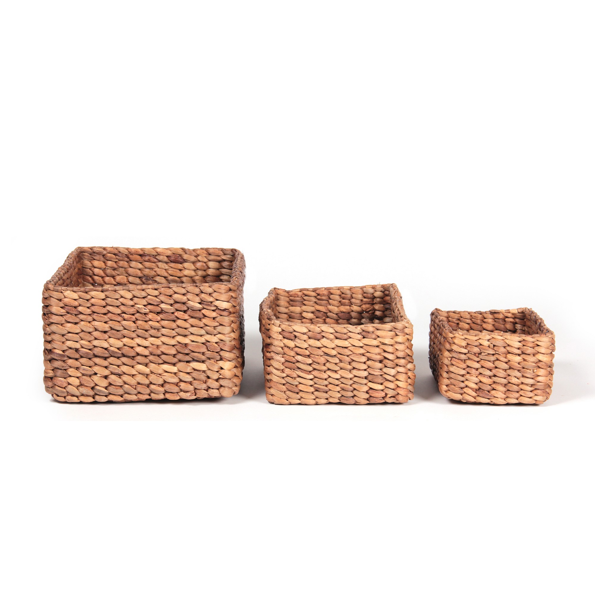 3er Set Handgeflochtene Körbe ohne Deckel, natur