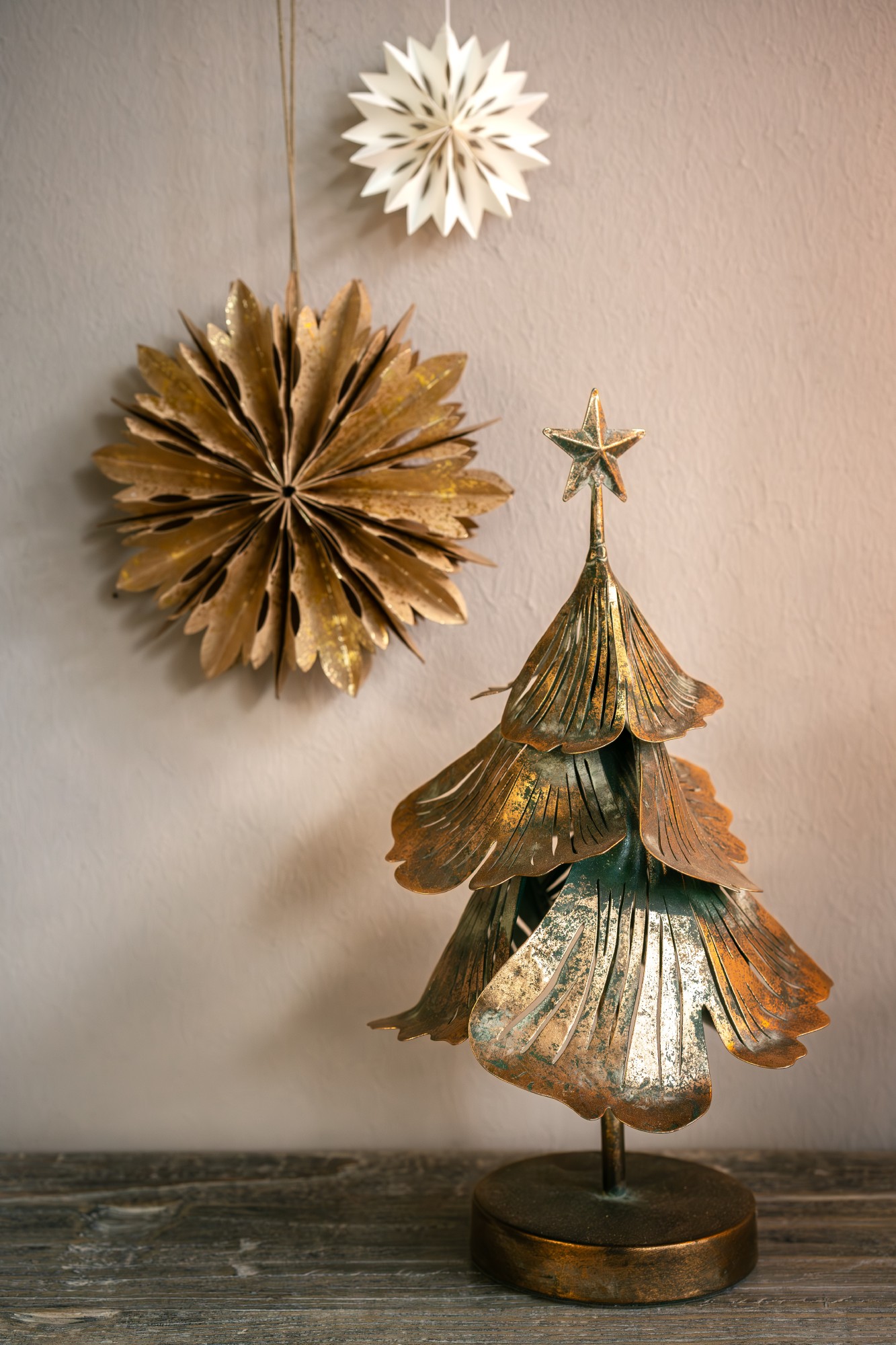 Weihnachtsbaum, antik kupfer, H 37 cm Ø 21 cm