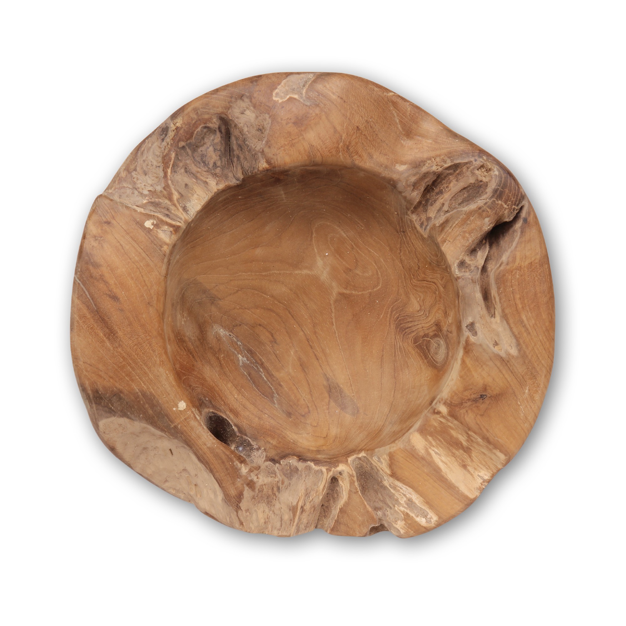 Holzschale aus Restholz, Teak, Ø min. 30 cm, H ca. 6 cm