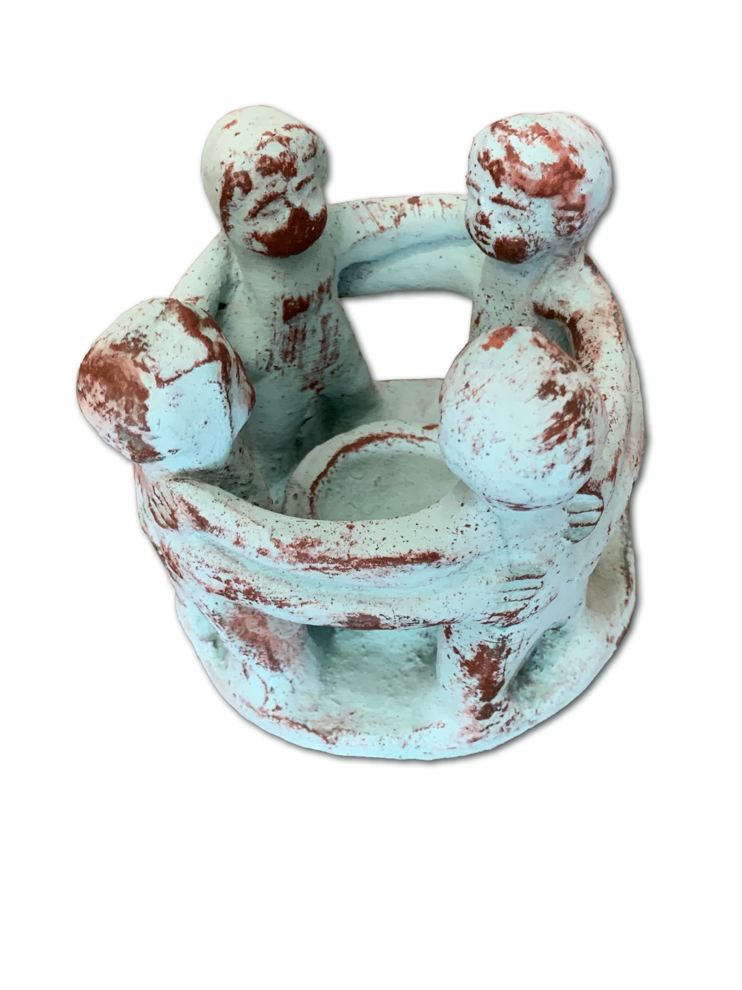 Kerzenhalter 'Friendship 4', vintage grün, Ø 12 cm, H 12 cm