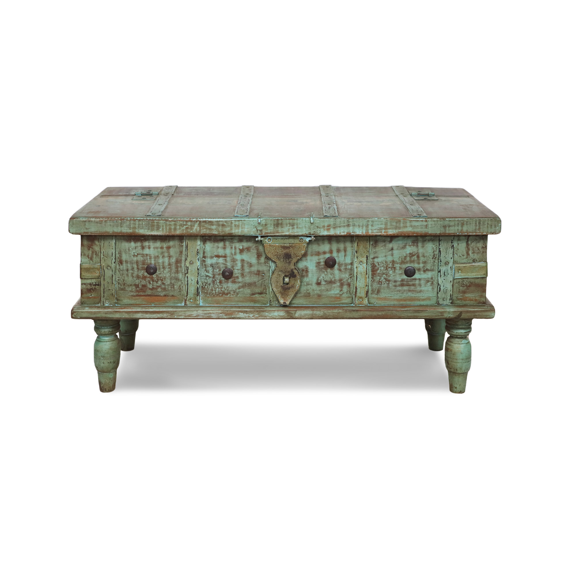 Holztruhe mintgrün, B 86 cm, H 38 cm, L 36 cm
