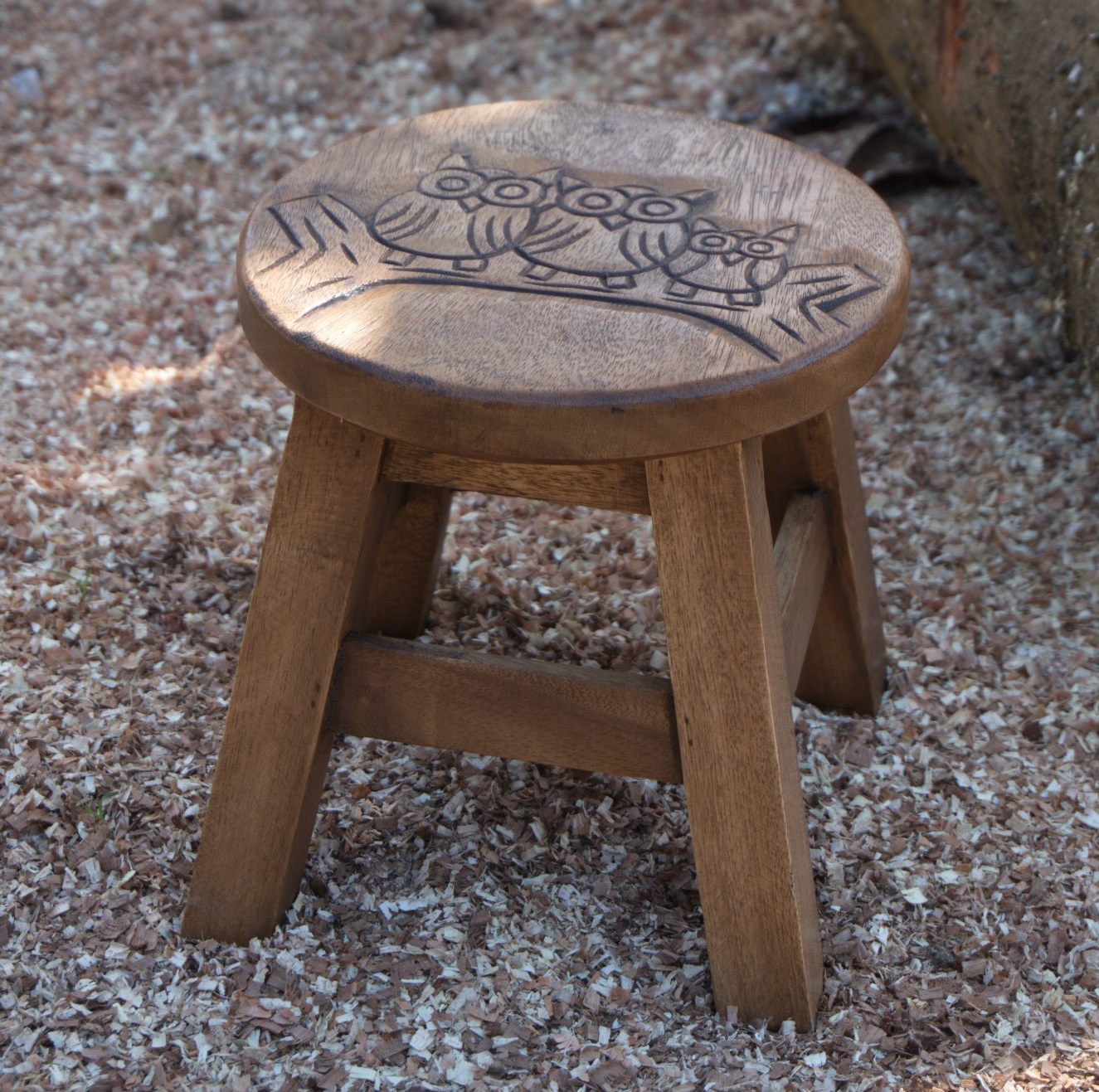 Hocker 'Drei Eulen', natur, Ø 25 cm, H 25 cm