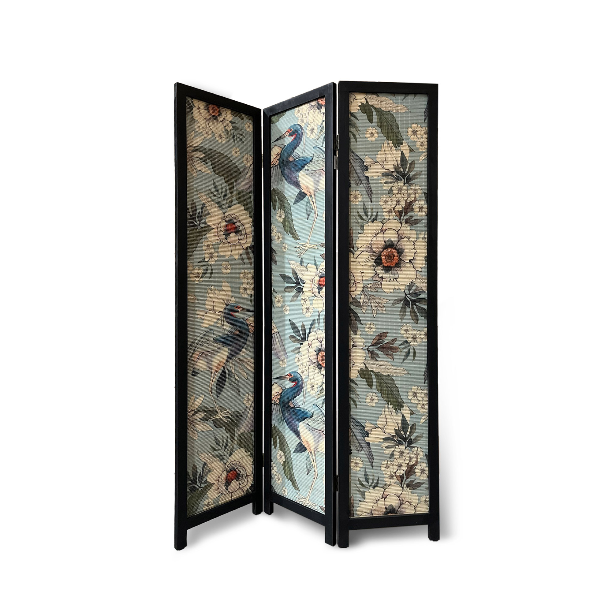 Paravent 'Fleur et héron', multicolor, H 180 cm, B 120 cm