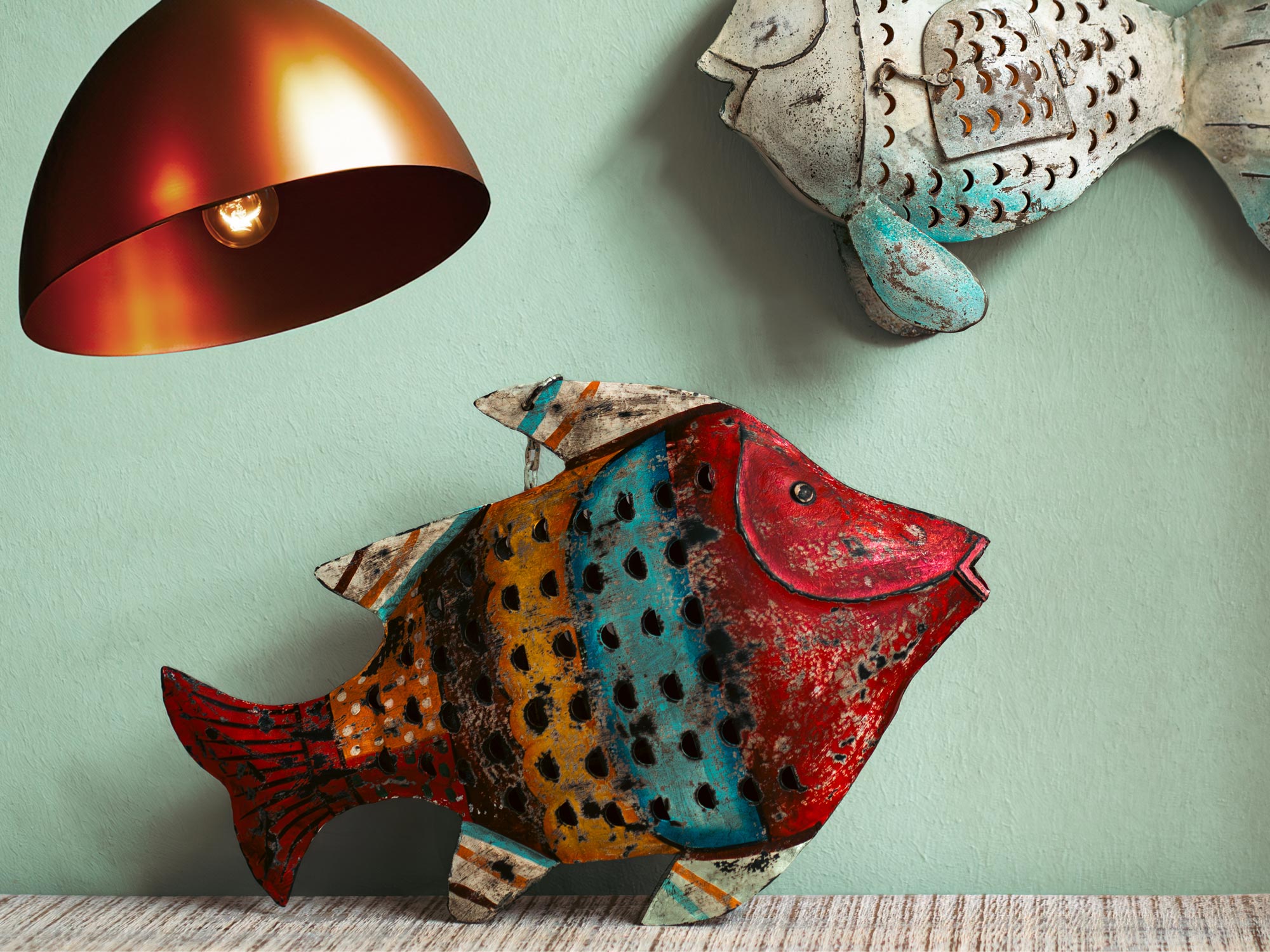 Hängelaterne 'Poisson', multicolor, B 54 cm, H 35 cm, L 13 cm