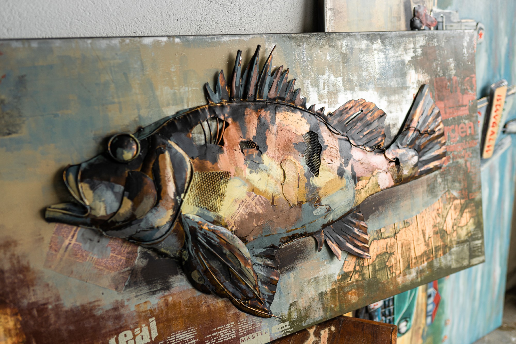 Metall-Wandbild 'Barsch', B 120 cm, H 60 cm, L 6 cm