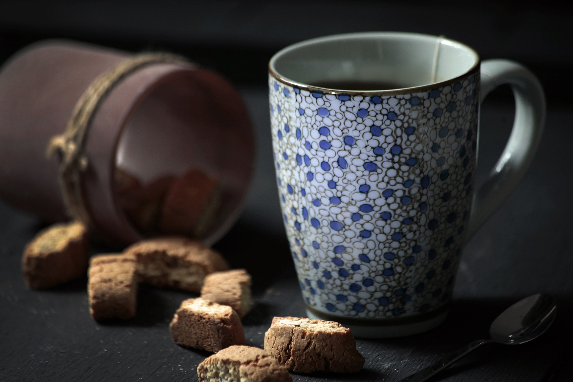 Tasse Gordes 'Kreise', blau, hellgrau, H 12 cm, Ø 9,5 cm