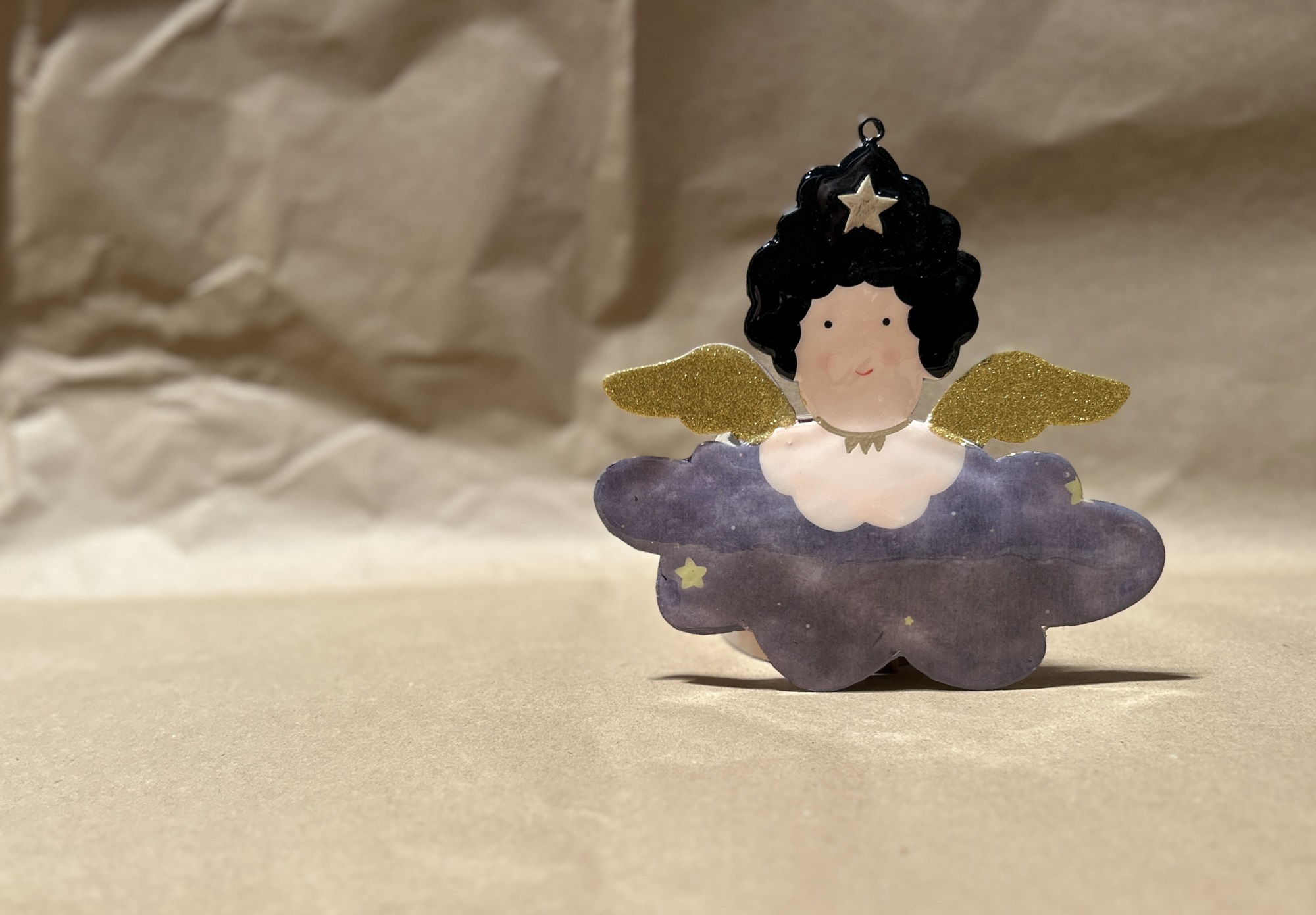 Emailleanhänger 'Engel', multicolor, H 18 cm, B 18 cm, L 2 cm