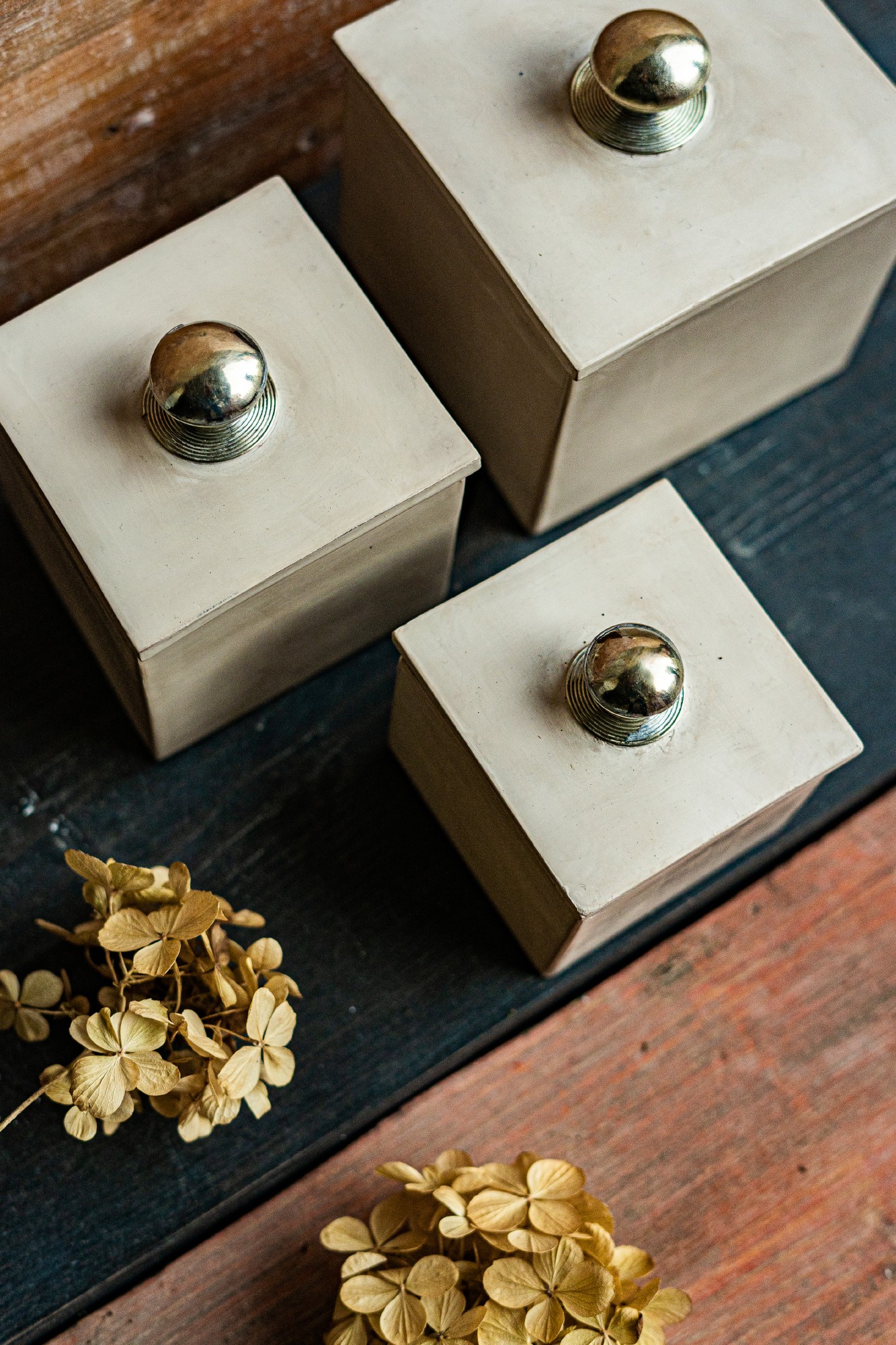 3er-Set Zierbehälter 'Stiko' aus Keramik, beige