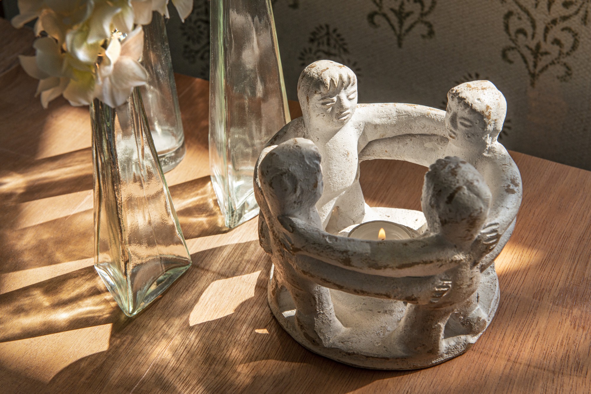 Kerzenhalter 'Friendship Circle 4', weiß, Ø 14 cm, H 12 cm