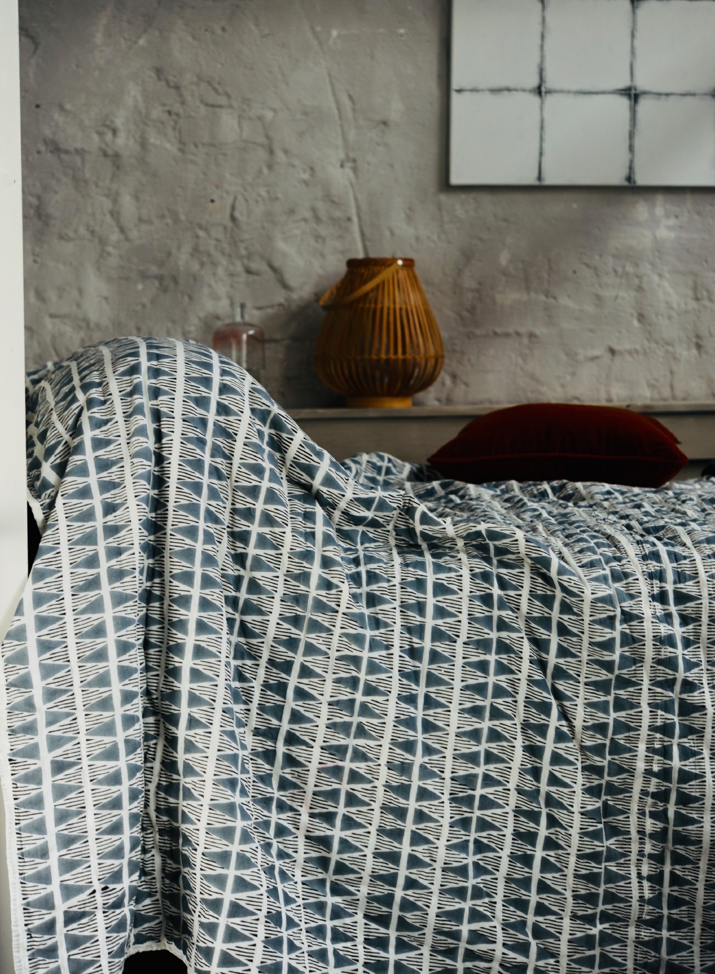 Quilt 'Rabous', blau, weiß, T 220 cm, B 270 cm