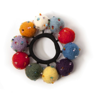 Haarband 'Perlenball', aus Filz, multicolor