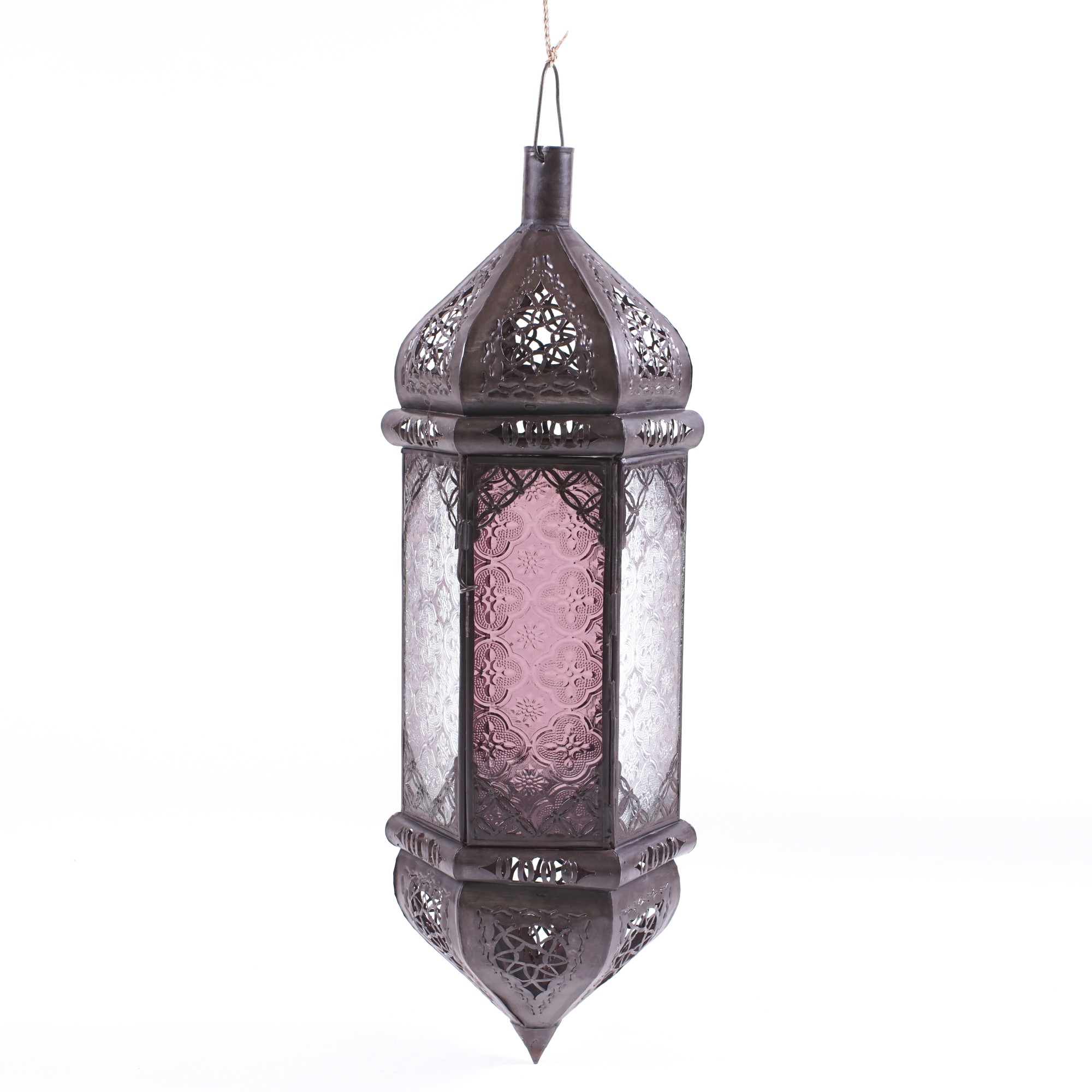 Laterne 'Riad el Moukha', klar, rot, H 50 cm, Ø 15 cm