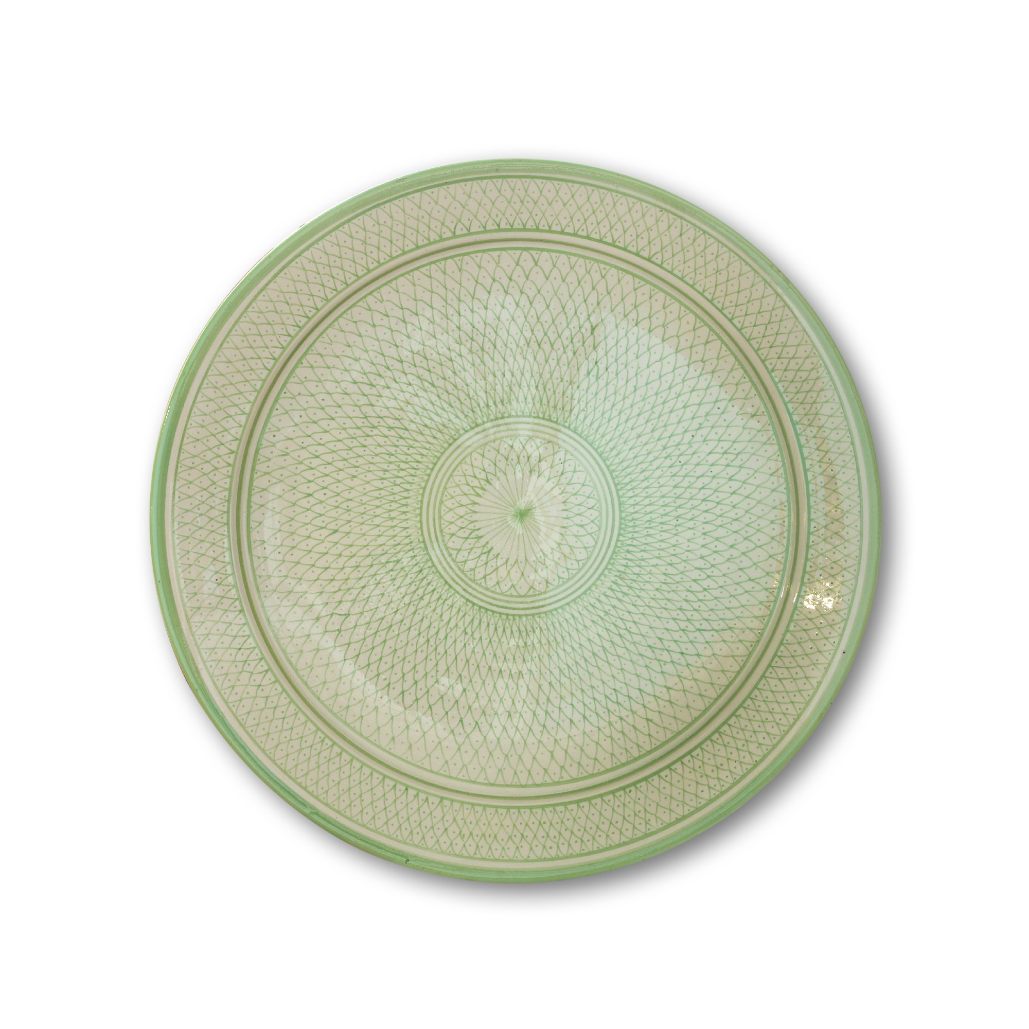 Zierteller, beige, grün, Ø 40 cm, H 6 cm