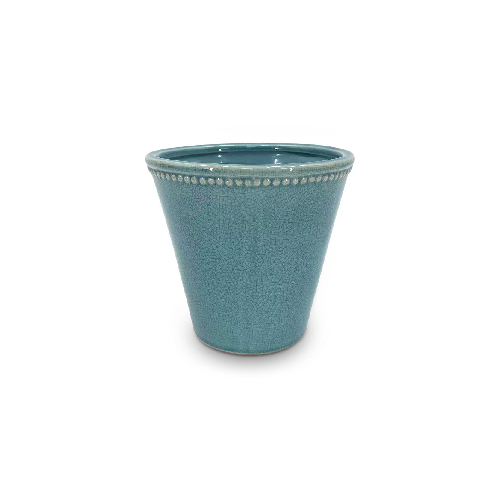 Vase 'Adrien' aus Keramik, blau, Ø 13 cm, H 14 cm