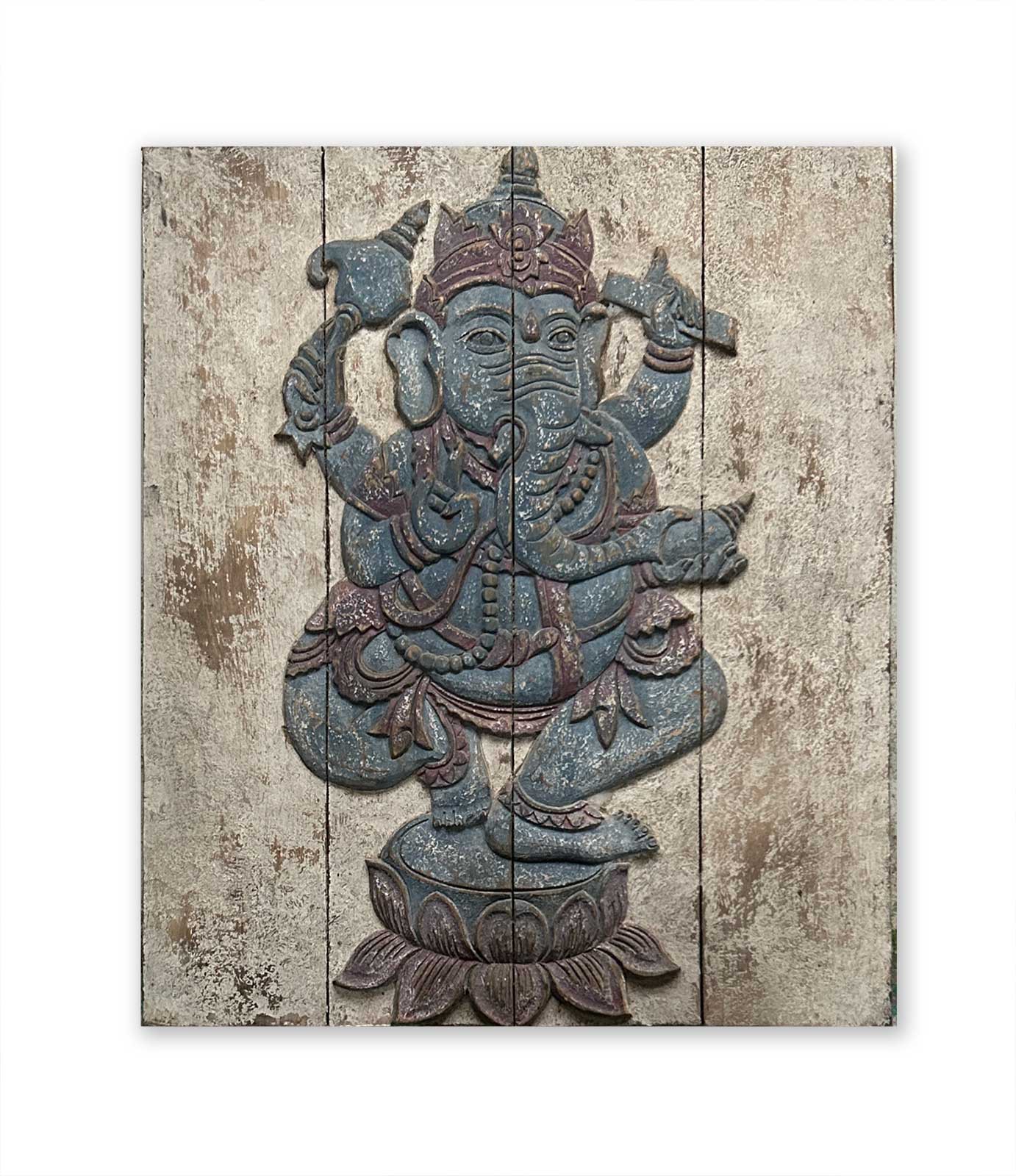 Wandbild 'Ganesh', blau-weiß, B 60 cm, H 75 cm, T 4 cm