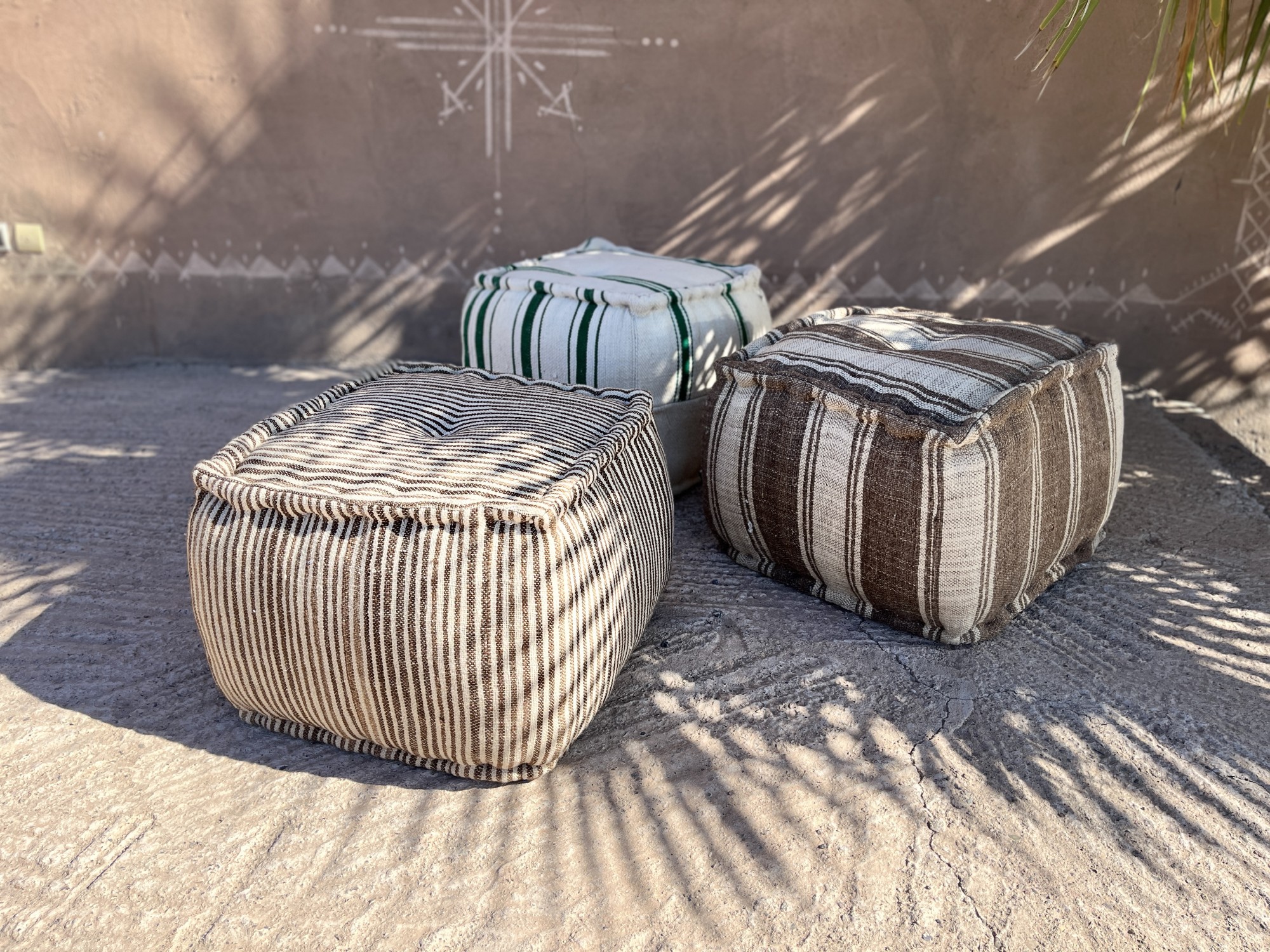 Poufs aus recycelten Kelim-Stoffen, diverse Farben, B 55 cm, T 55 cm, H 40 cm