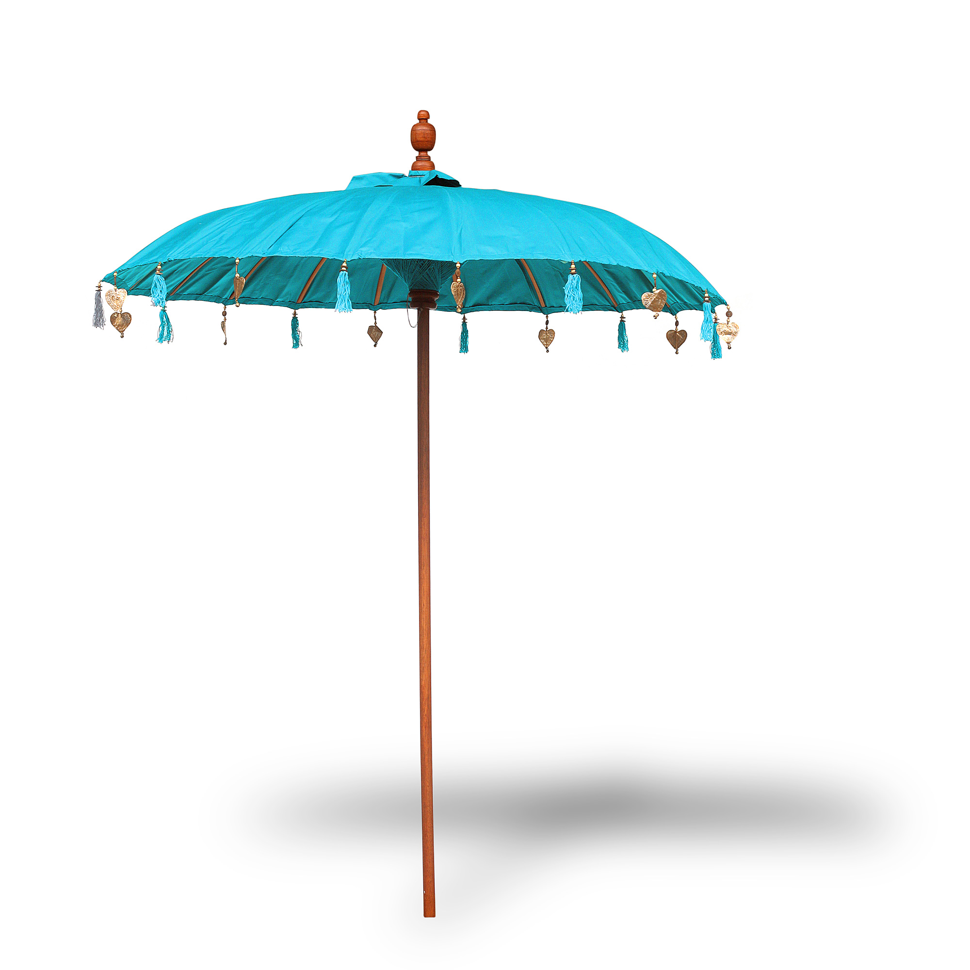 Balischirm mit Troddeln, türkis, Ø 185 cm, H 210 cm