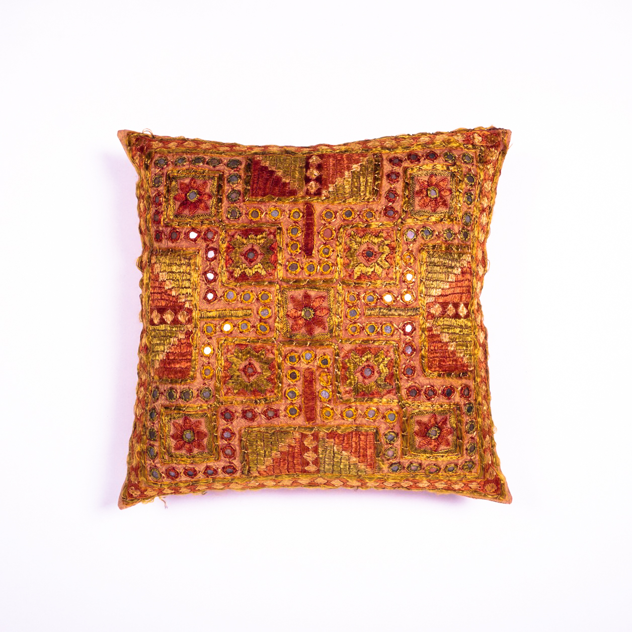 Handbestickte Kissenhülle, multicolor, L 40 cm, B 40 cm