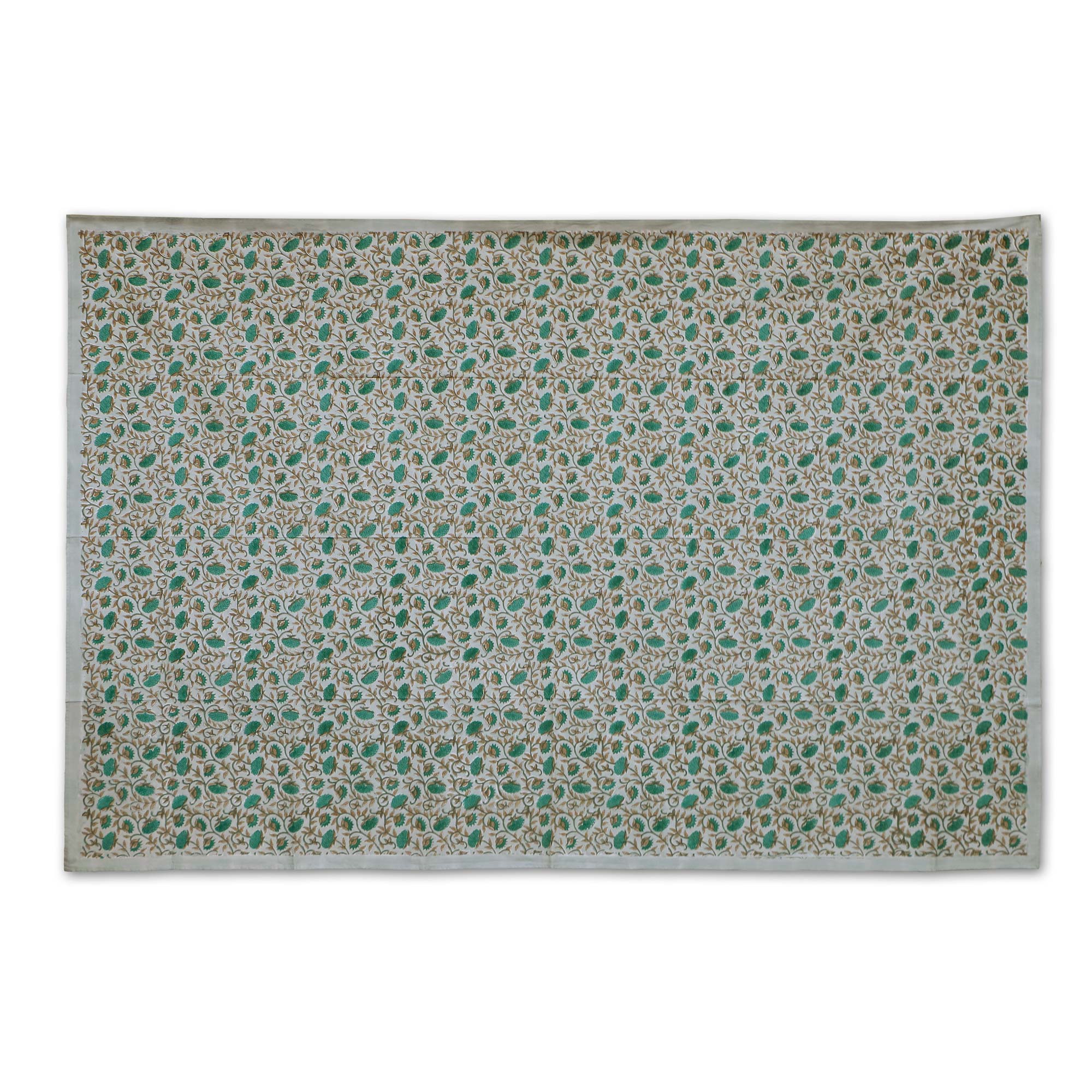 Tischdecke mit Blumenmuster, grau, grün, L 220 cm, B 150 cm