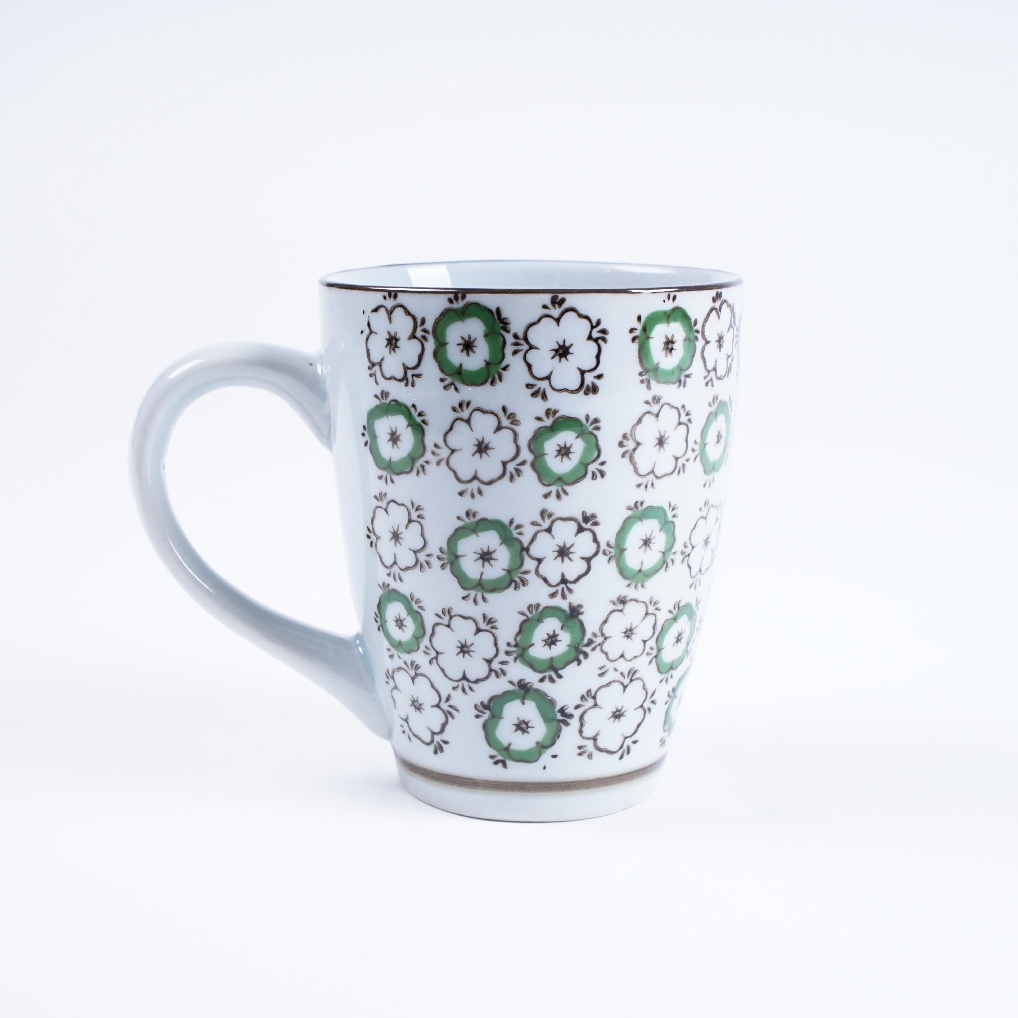 Tasse Gordes 'Grüne Blüte', weiß/grün, H 12 cm, Ø 9,5 cm