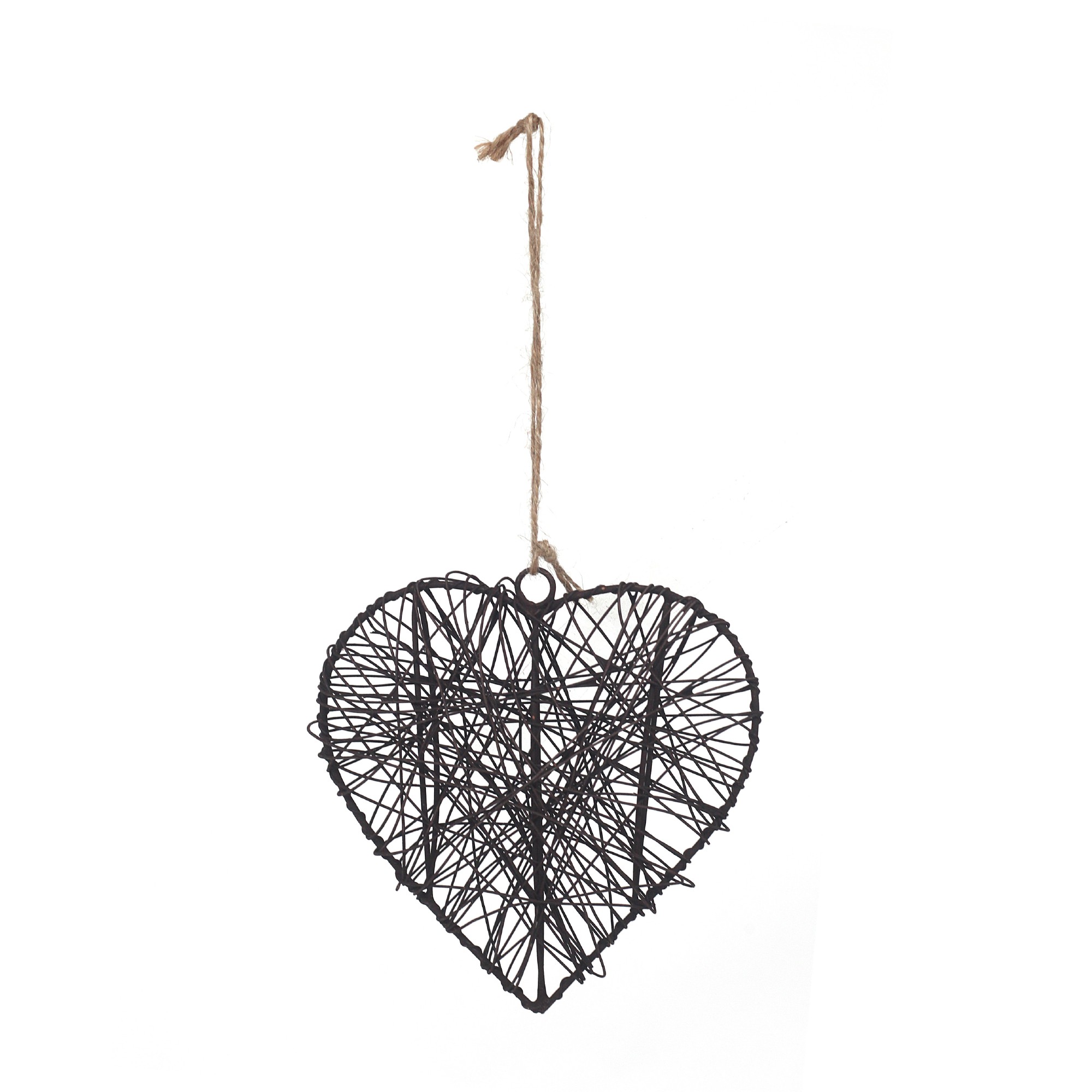 Anhänger 'Herz' aus Draht, antik-braun, Ø 13 cm, L 4 cm