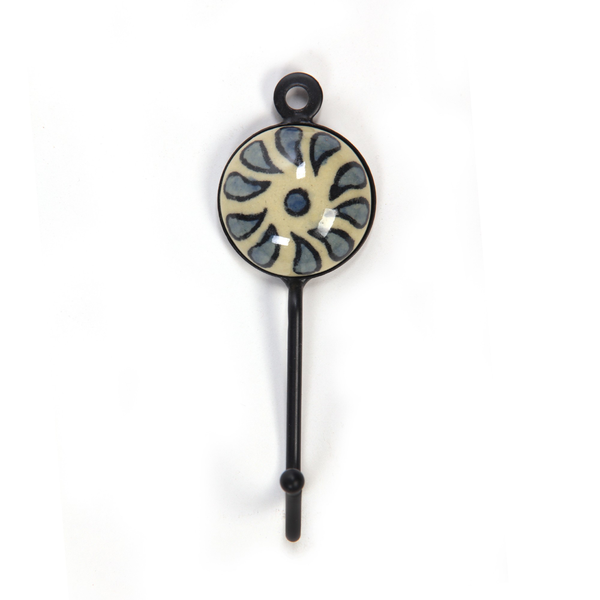 Wandhaken 1fach, handglasiert, L 4,5 cm, B 4,5 cm, H 15 cm