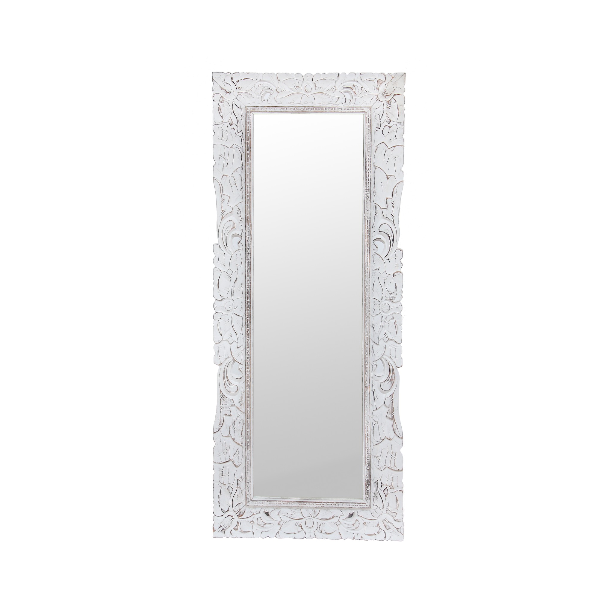 Spiegel 'Ornament', weiß gekälkt, H 120 cm, B 50 cm, T 3 cm