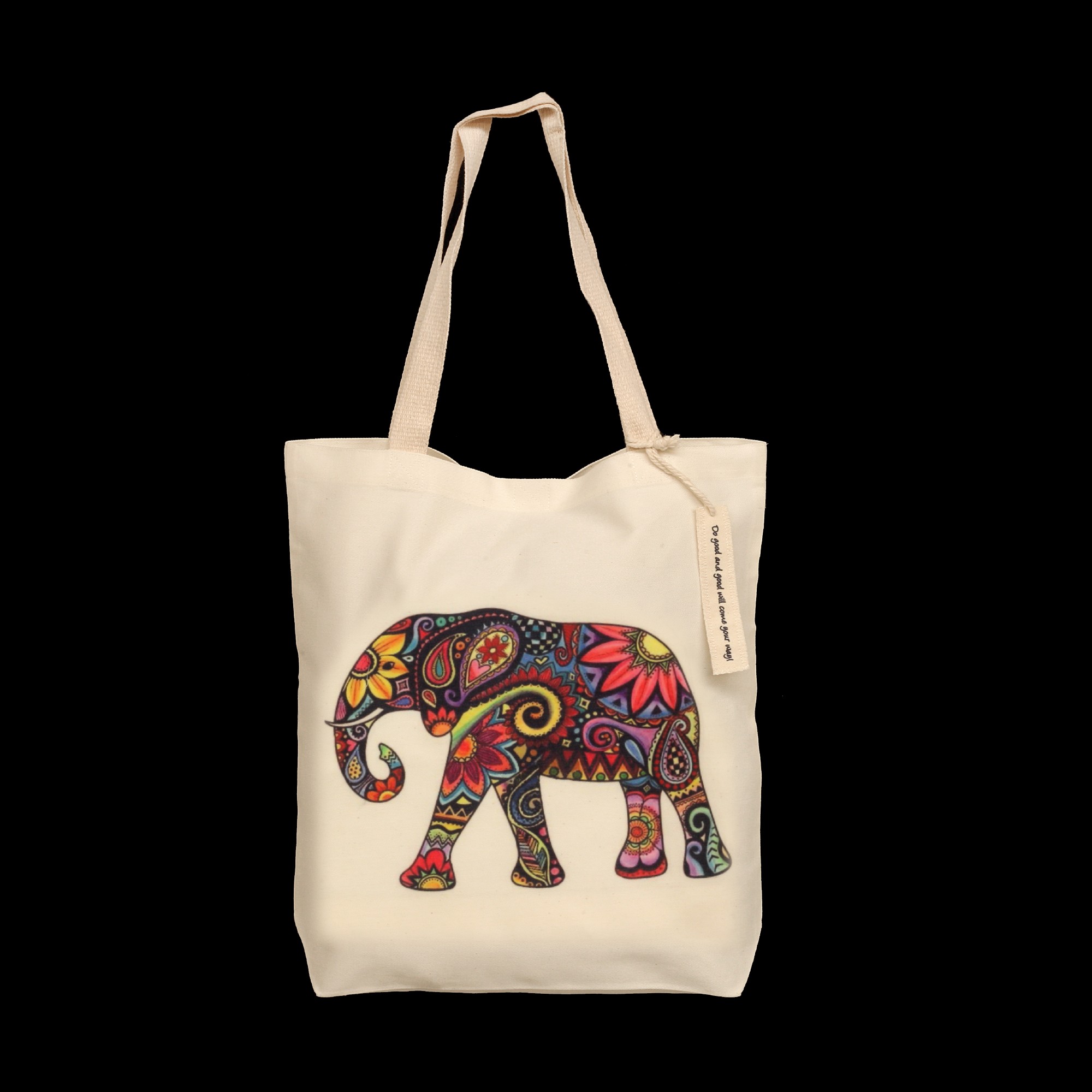 Stoffbeutel 'Elefant Blumen', multicolor, L 40 cm, B 9 cm, H 40 cm