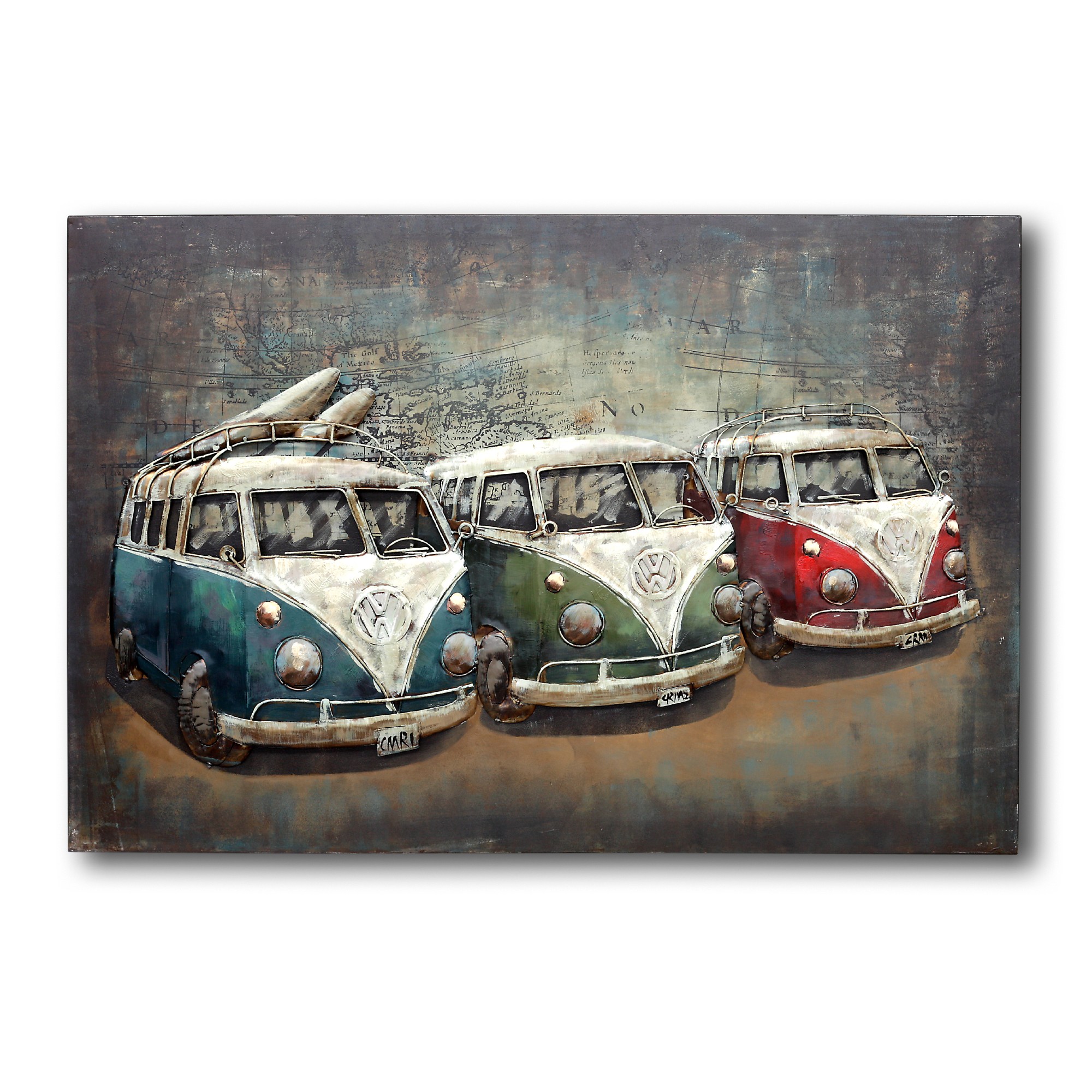Wandkunst 'Bulli', multicolor, B 120 cm, H 80 cm, T 6 cm
