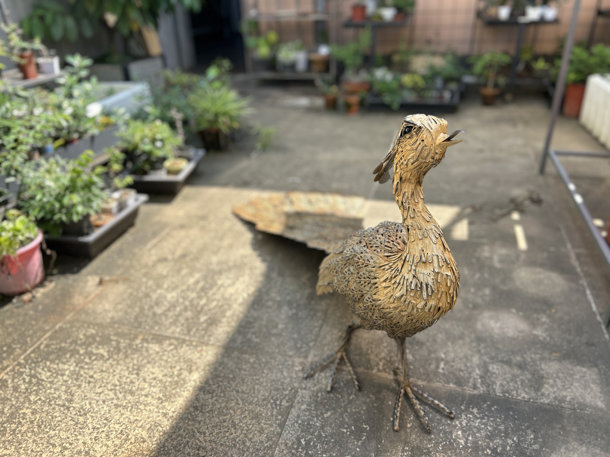Metall-Skulptur 'Pfau', B 114 cm, T 50 cm, H 53 cm