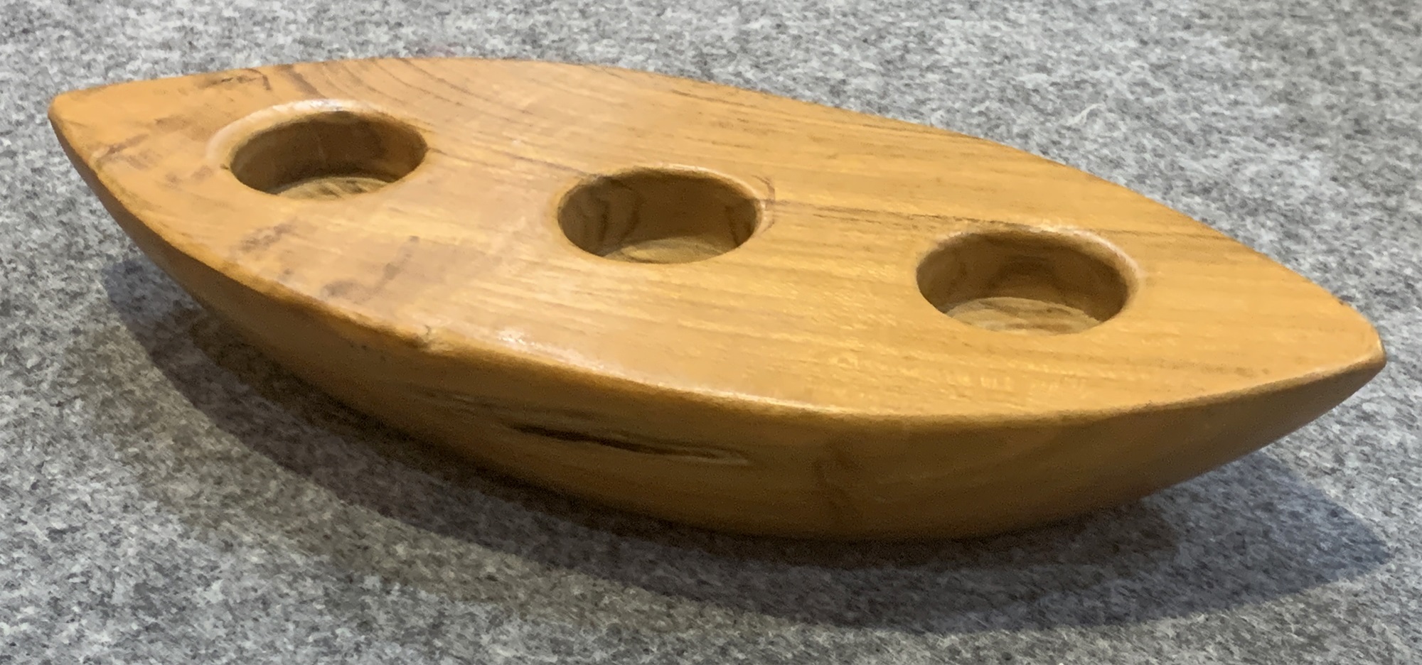 3er Teelichthalter aus Teak, natur, B 30 cm, L 13 cm, H 5 cm