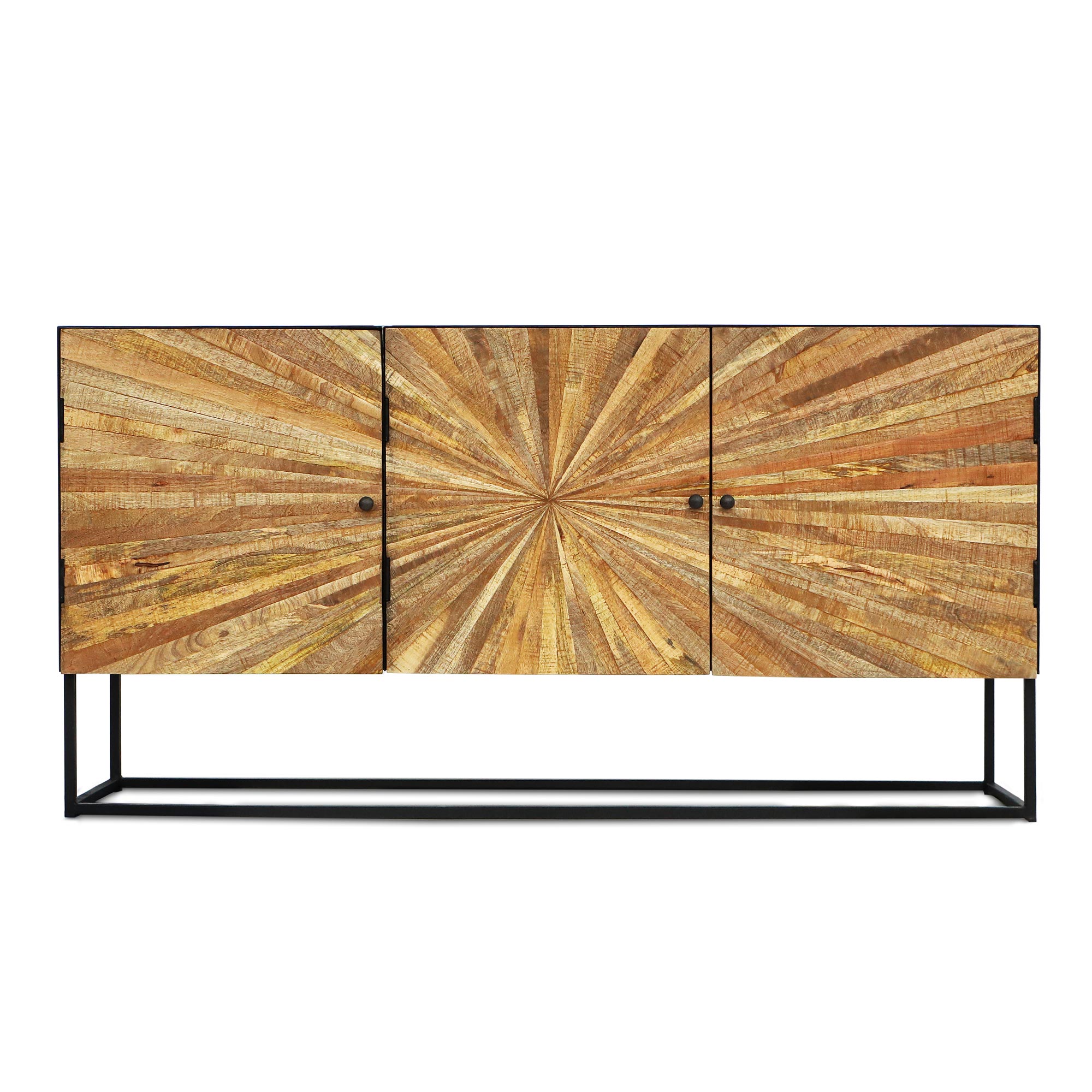 Sideboard 'Denford' mit 3 Türen, Mangoholz und Eisen, B 180 cm, H 90 cm, L 40 cm