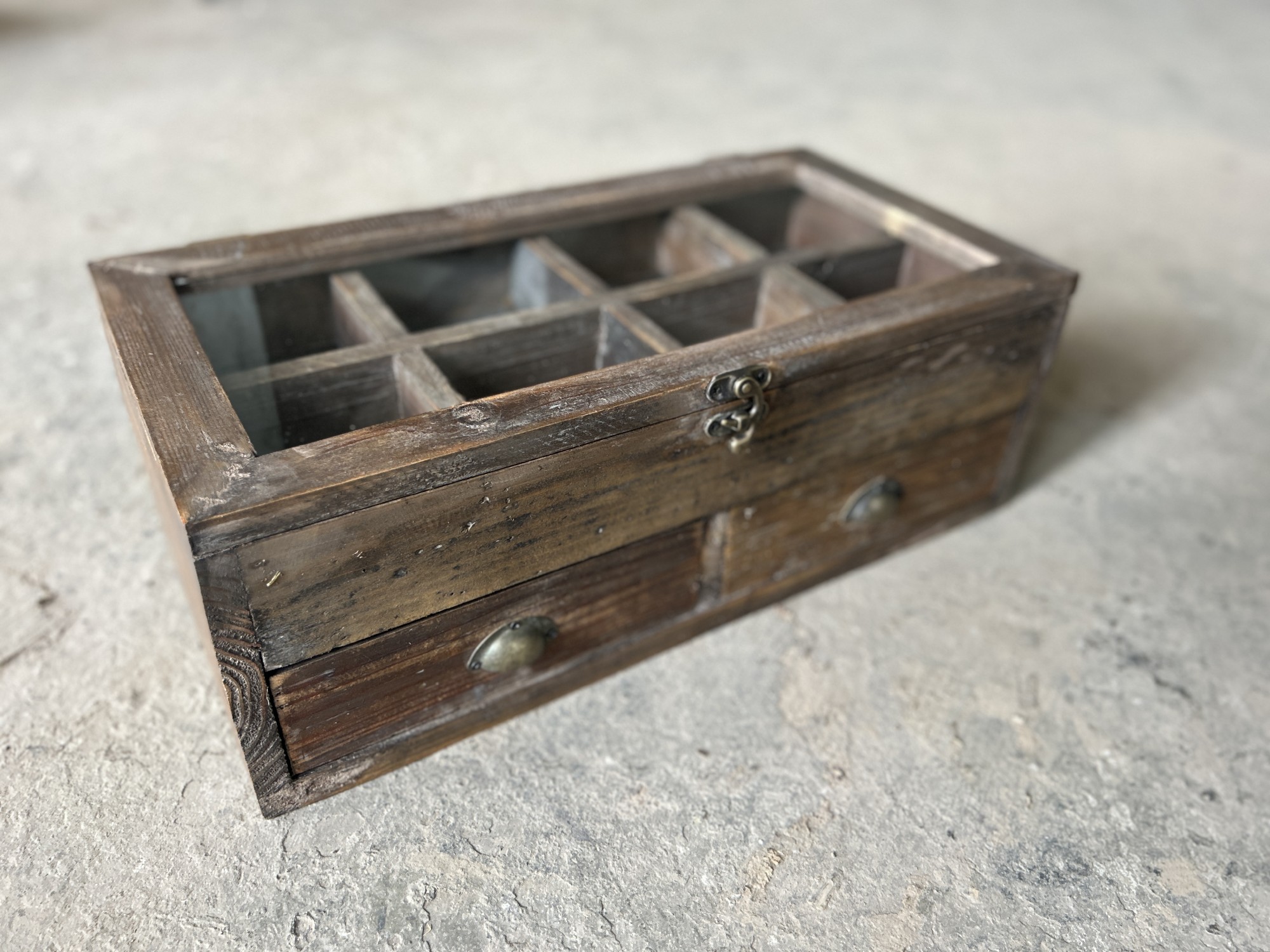 Sortierkasten mit Schubladen, aus recyceltem Holz, B 49,5 cm, L 27,5 cm, H 17 cm