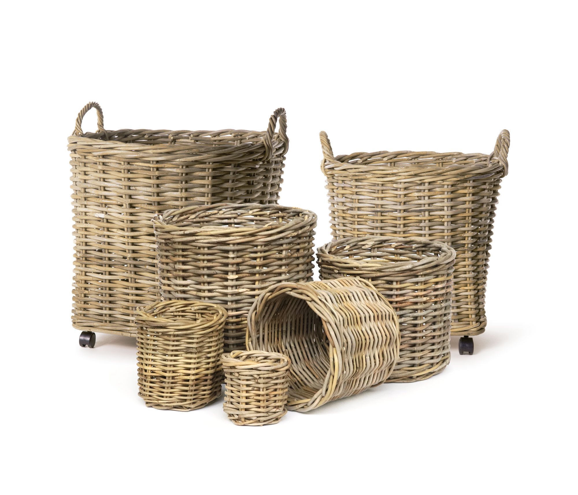 7er-Set Rundkörbe 'Ambon', Rattan natur