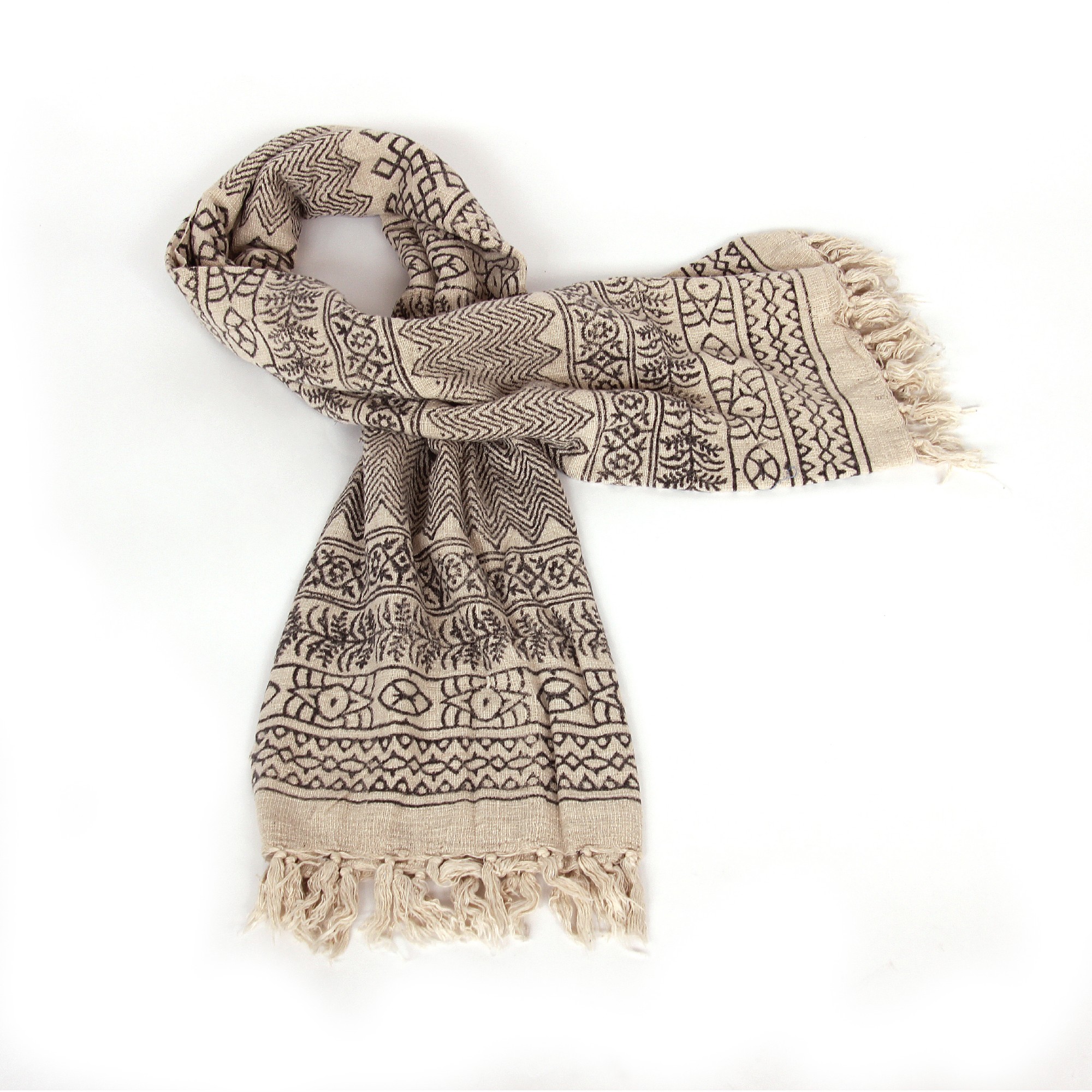 Throw 'Bundi', cremeweiß, schwarz, T 125 cm, B 170 cm